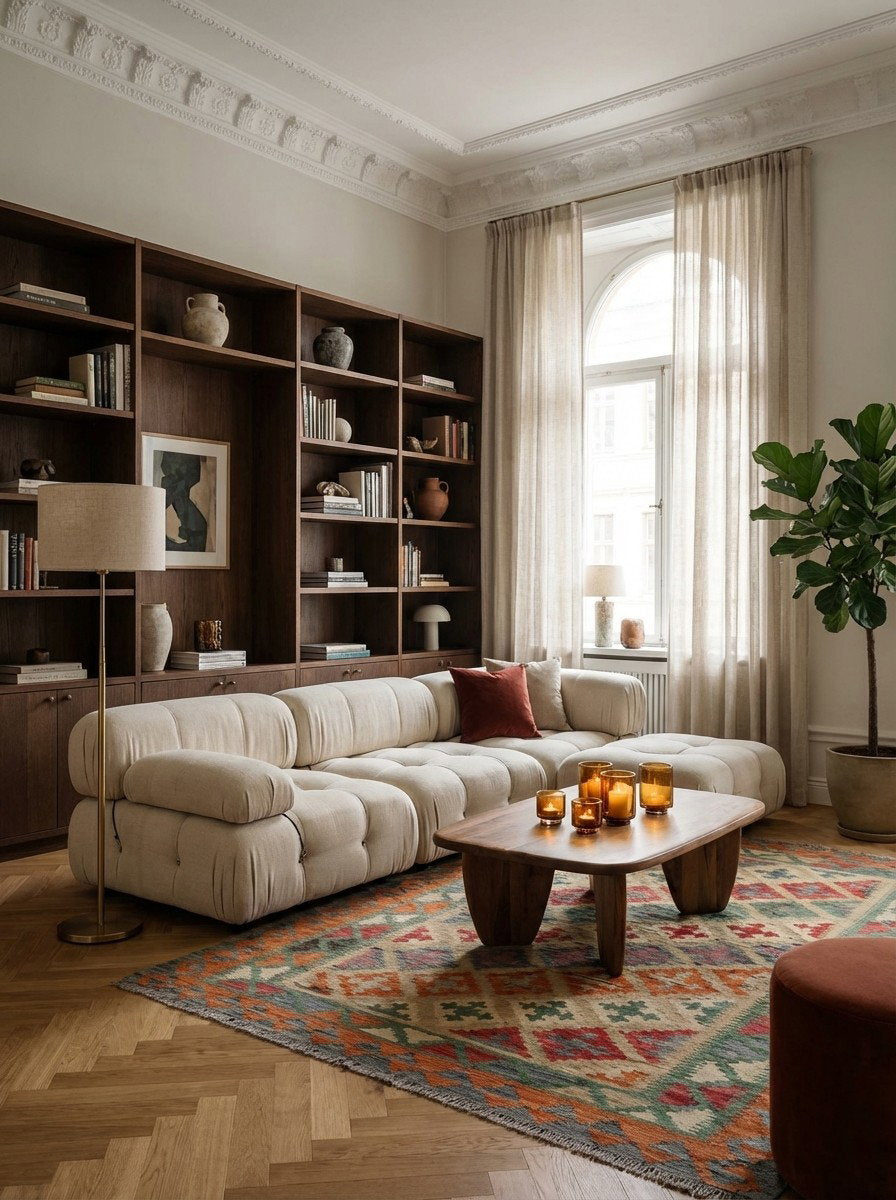 Kelim Gashgai — Handgefertigt, 210x152 cm, Grün, 100% Virgin Wool | Back view