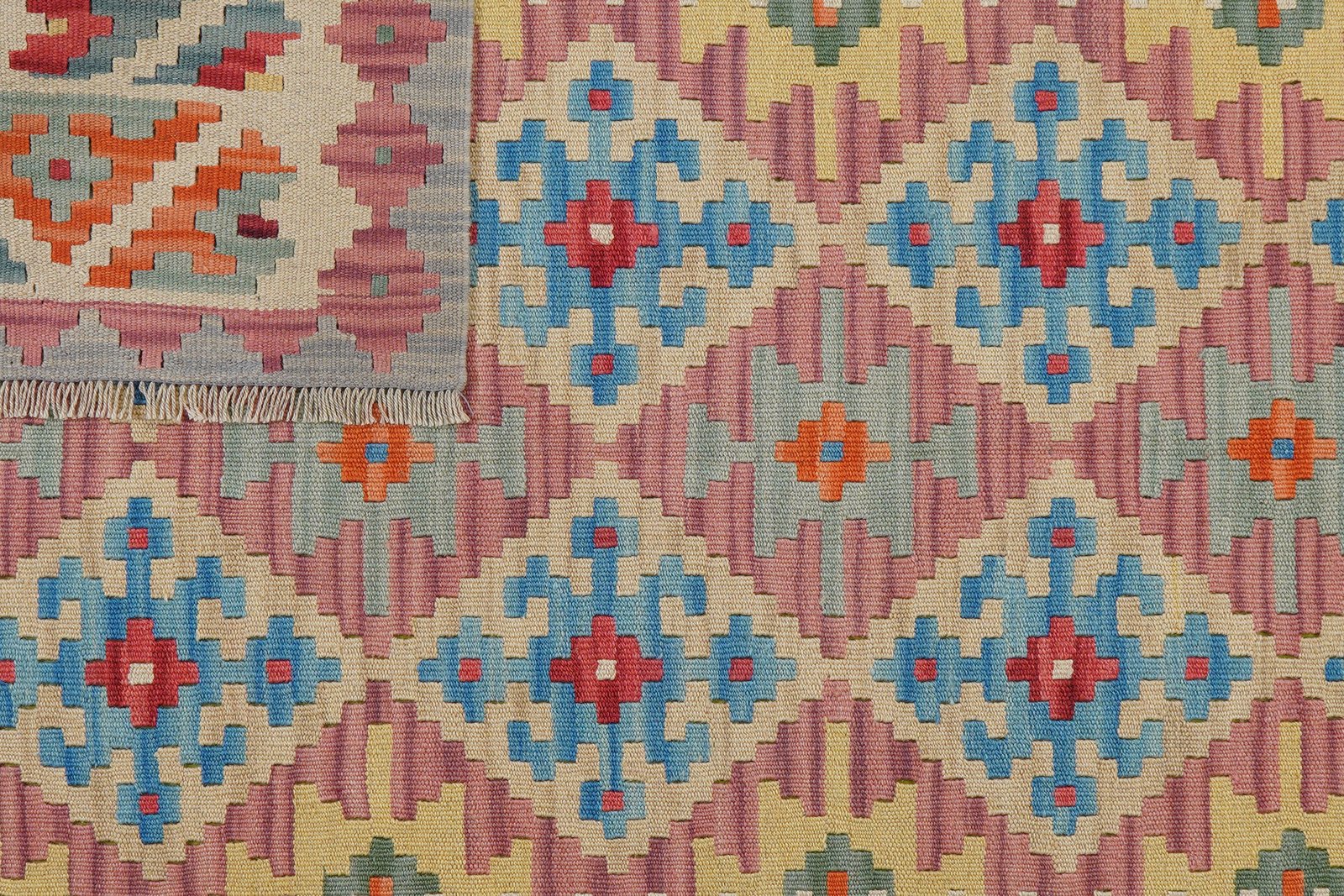 Kelim Gashgai — Handmade, 155x200 cm, Pink, 100% Virgin Wool | View 6