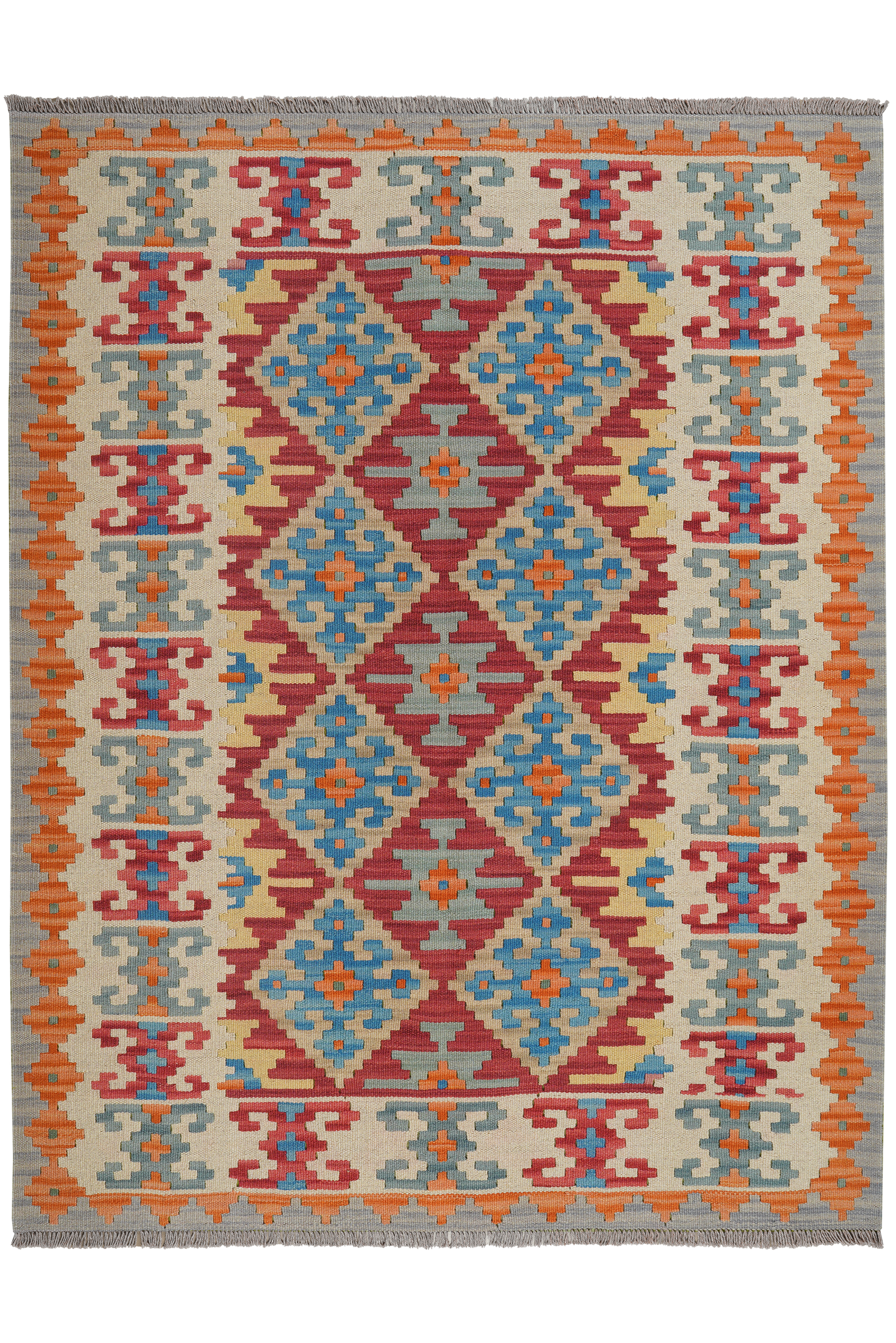Kelim Gashgai — Handgefertigt, 200x155 cm, Beige, 100% Virgin Wool | Main view