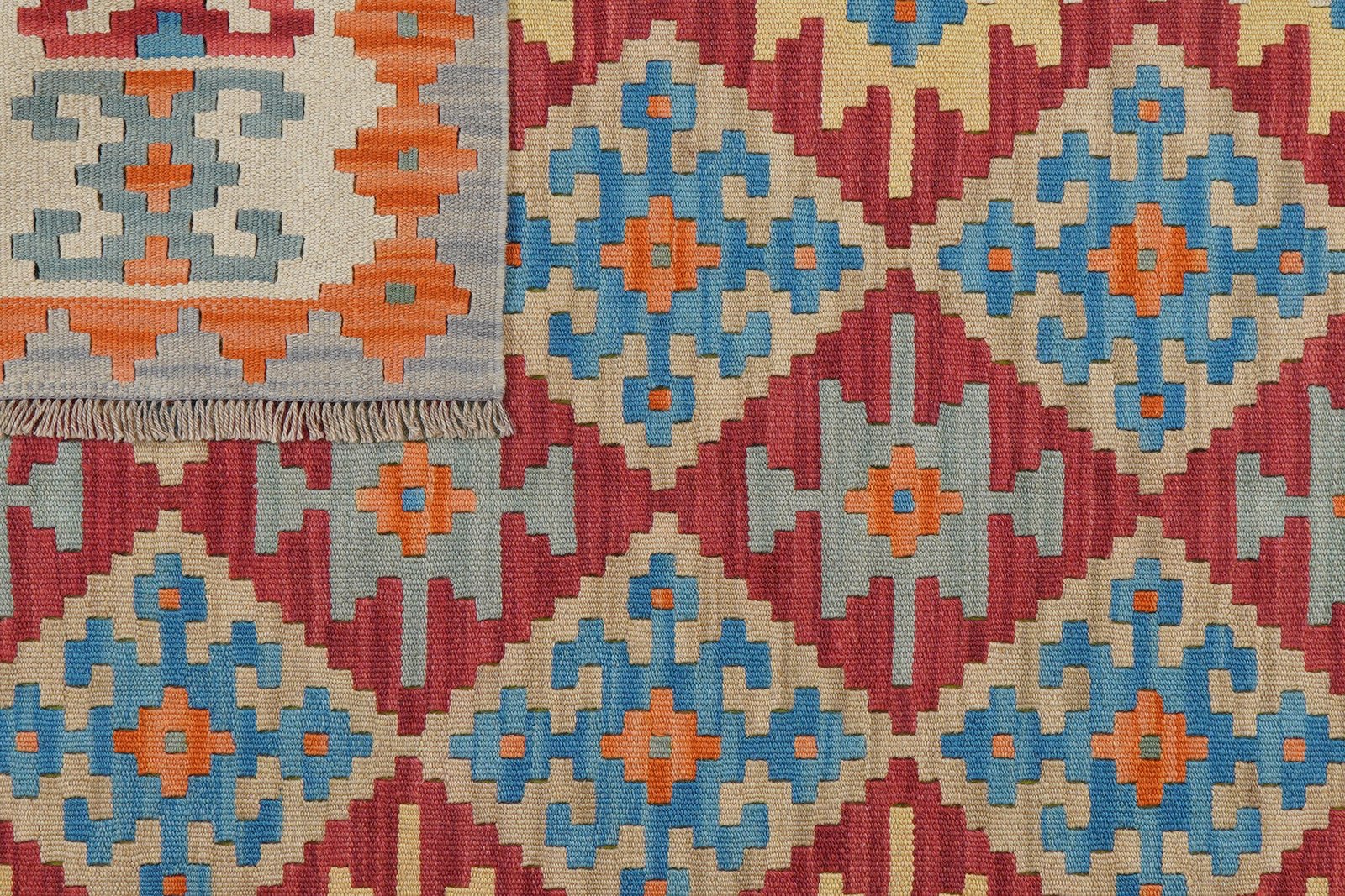 Kelim Gashgai — Handmade, 155x200 cm, Red, 100% Virgin Wool | View 6