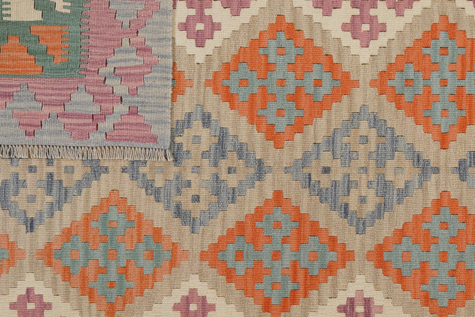 Kelim Gashgai — Handmade, 175x249 cm, Beige, 100% Virgin Wool | View 6