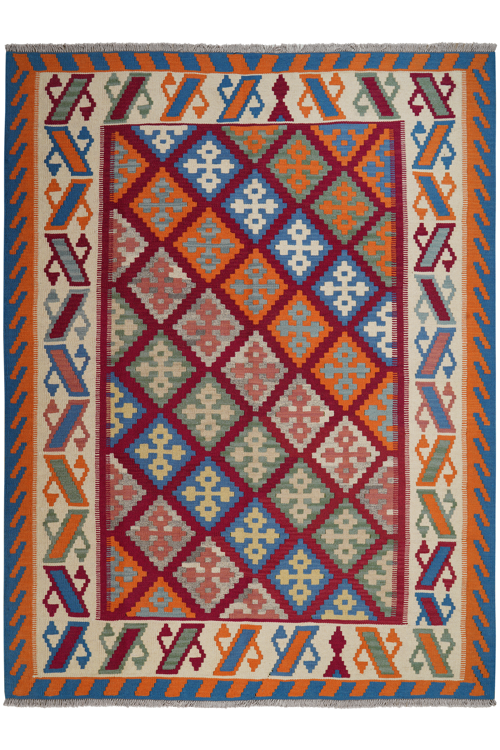 Kelim Gashgai — Handgefertigt, 235x177 cm, Beige, 100% Virgin Wool | Main view