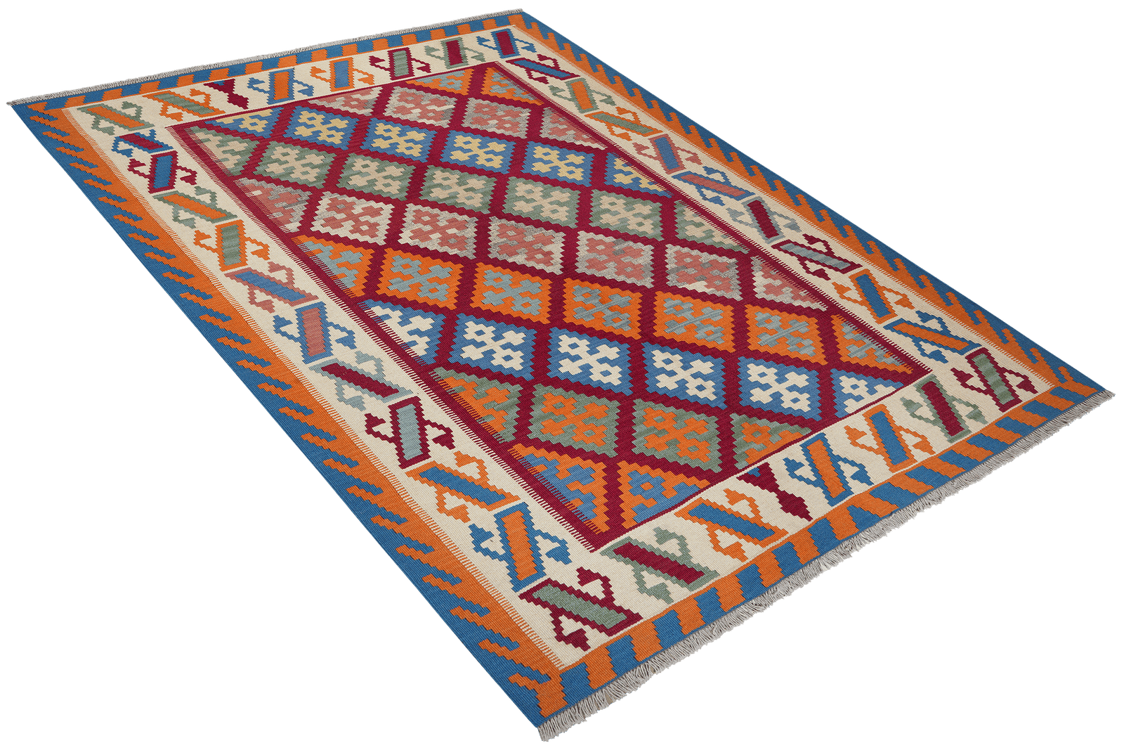 Kelim Gashgai — Handmade, 177x235 cm, Red, 100% Virgin Wool | View 4