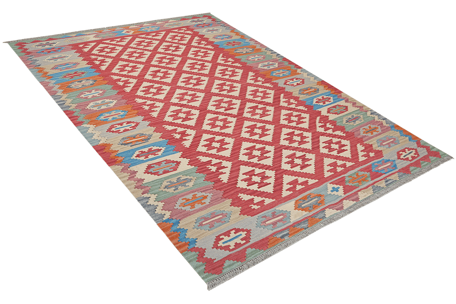 Kelim Gashgai — Handmade, 173x256 cm, Red, 100% Virgin Wool | View 4