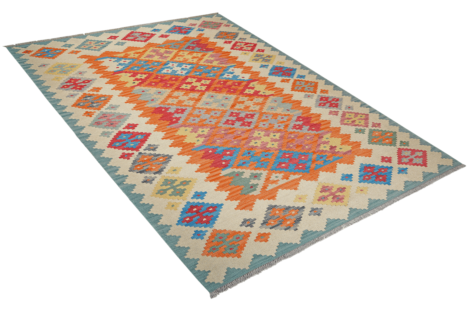 Kelim Gashgai — Handmade, 171x250 cm, Orange, 100% Virgin Wool | View 4