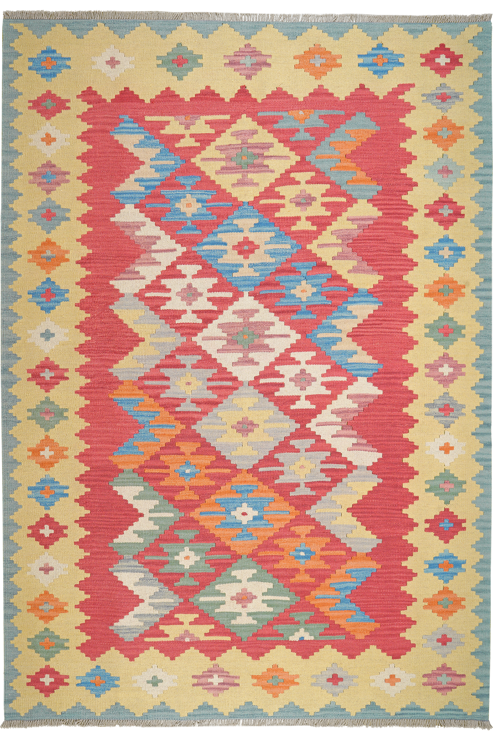 Kelim Gashgai — Handgefertigt, 246x170 cm, Beige, 100% Virgin Wool | Main view
