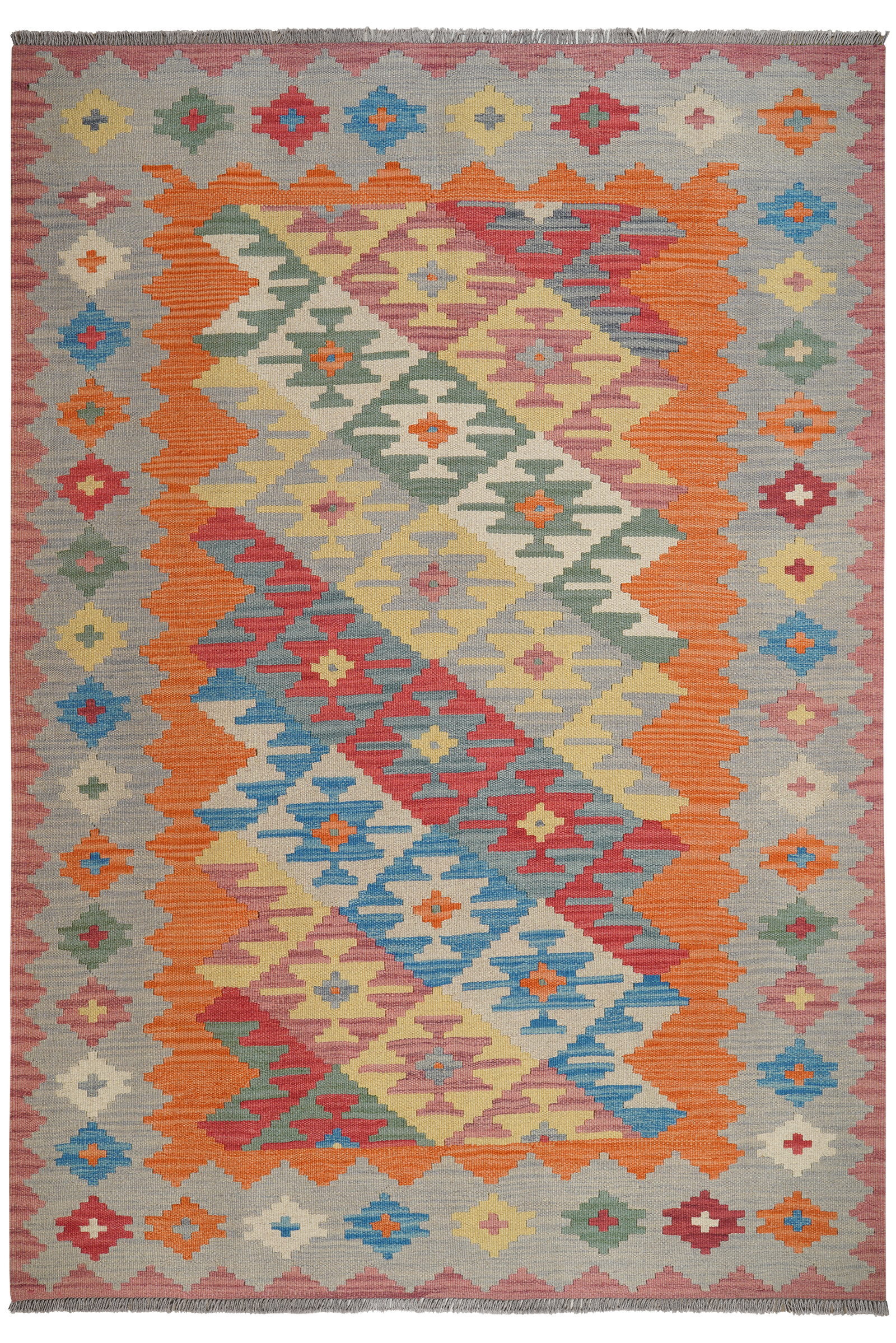 Kelim Gashgai — Handgefertigt, 246x170 cm, Beige, 100% Virgin Wool | Main view