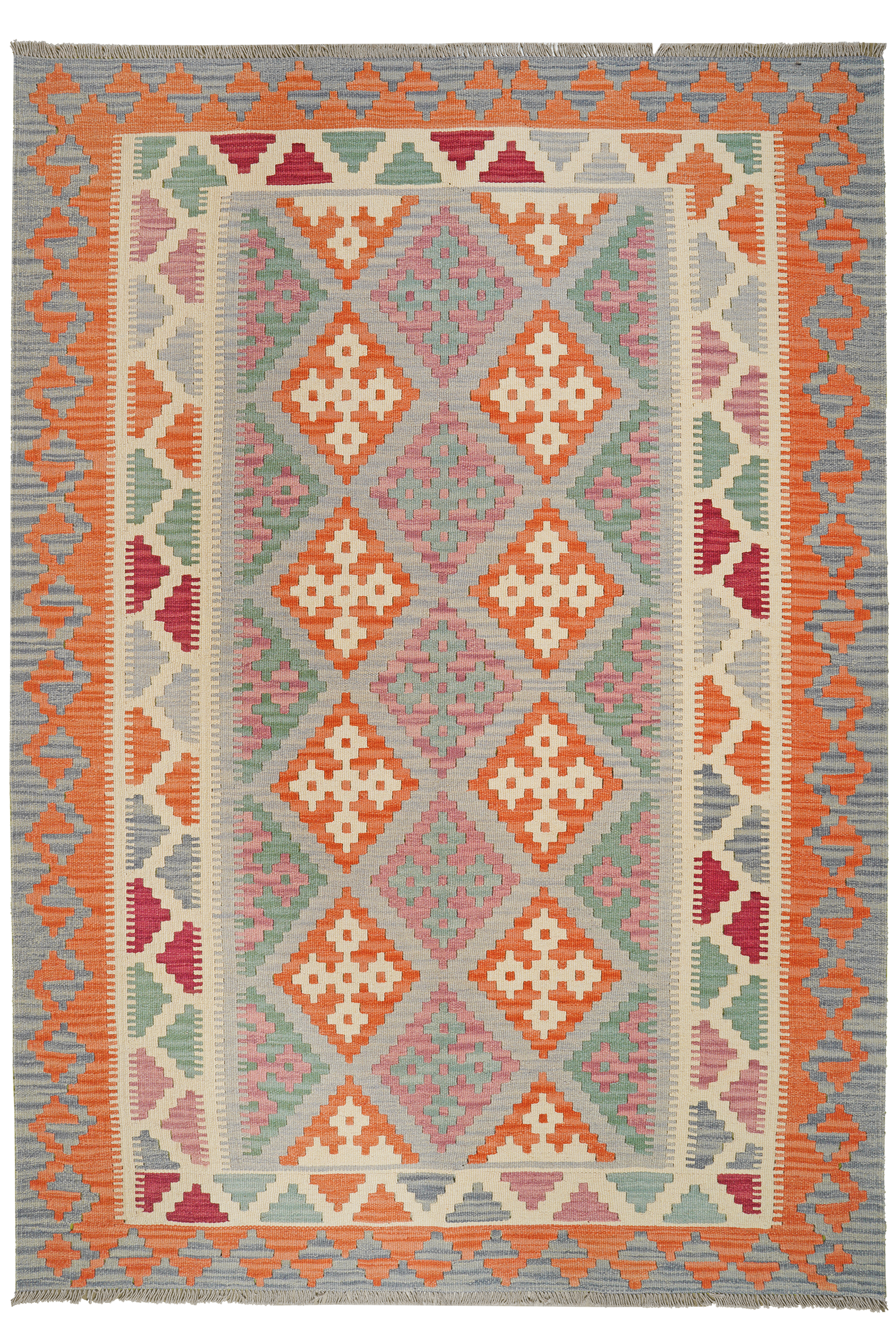 Kelim Gashgai — Handgefertigt, 256x182 cm, Beige, 100% Virgin Wool | Main view