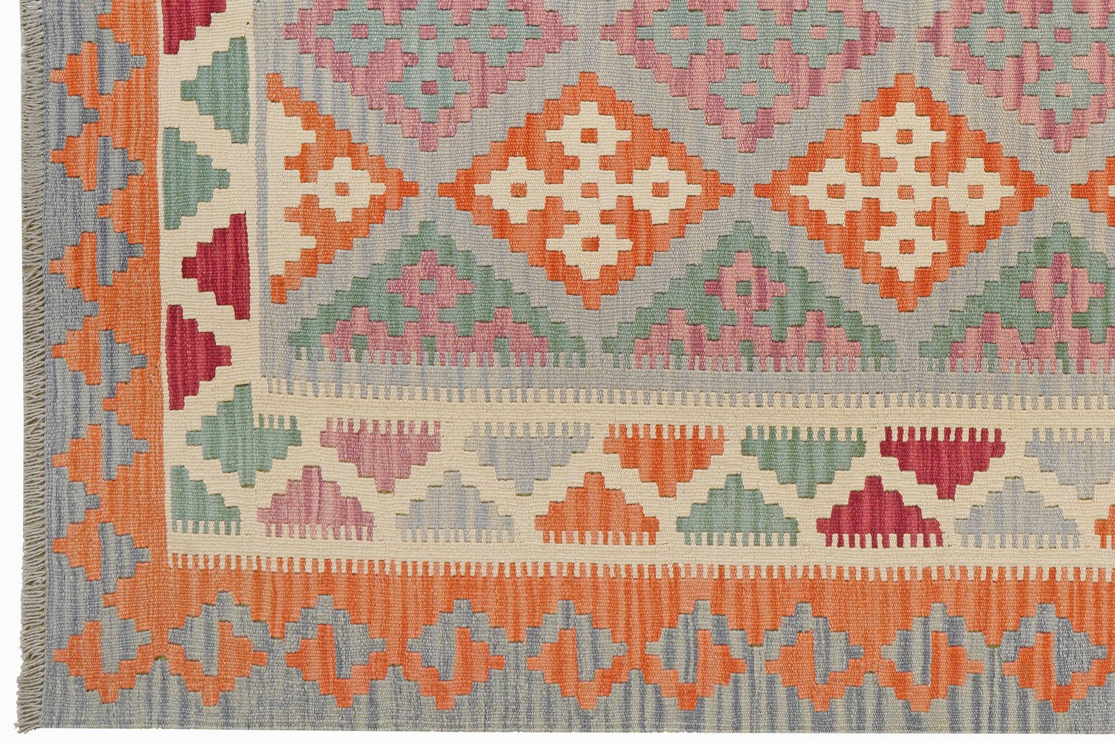 Kelim Gashgai — Handmade, 182x256 cm, Grey, 100% Virgin Wool | View 3