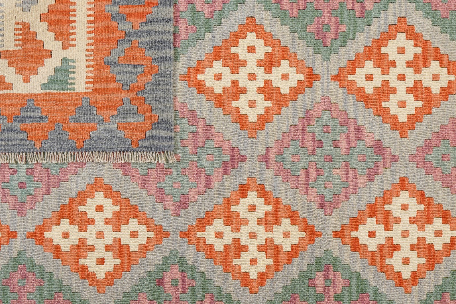 Kelim Gashgai — Handmade, 182x256 cm, Grey, 100% Virgin Wool | View 6