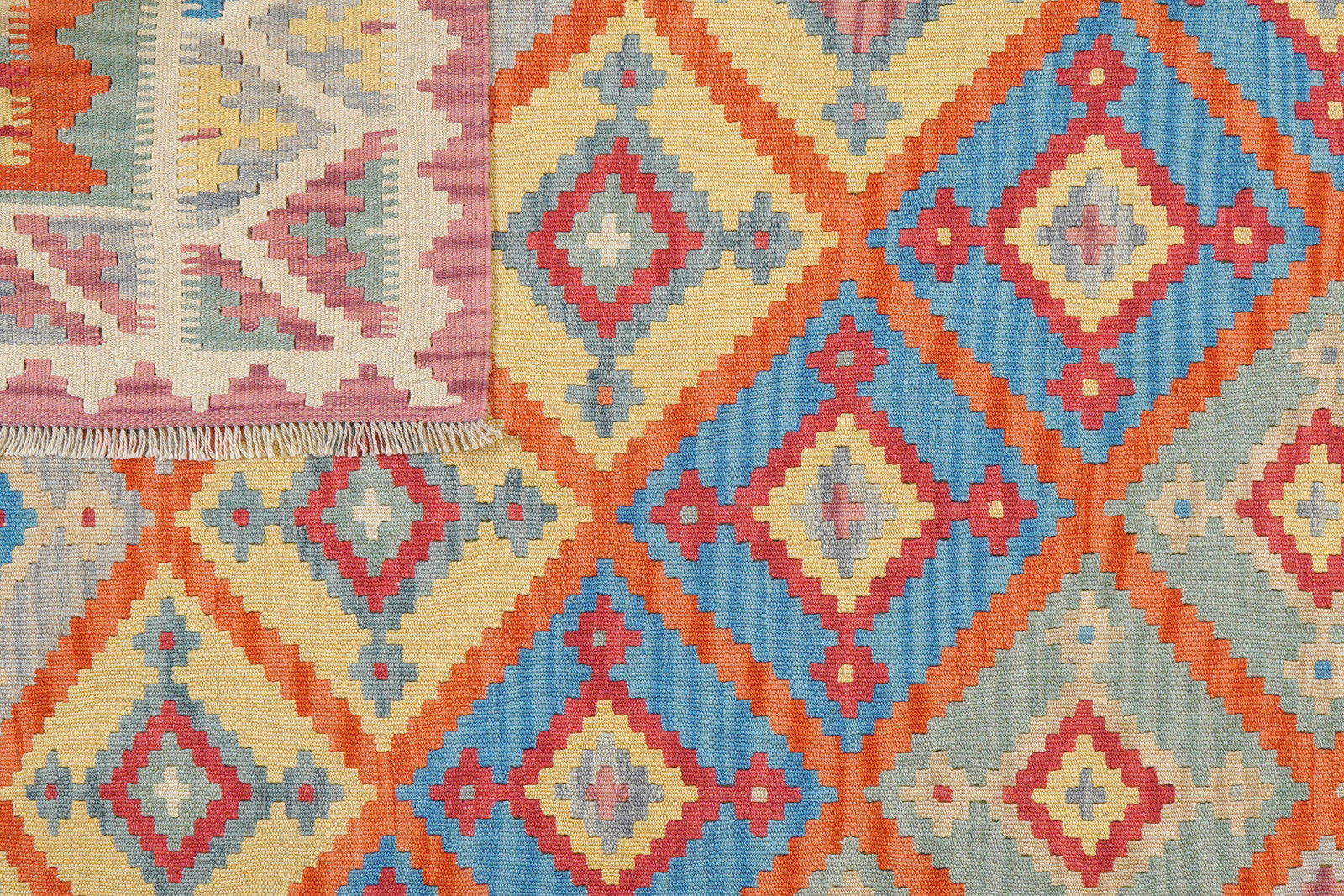 Kelim Gashgai — Handgefertigt, 250x183 cm, Beige, 100% Virgin Wool | View 7