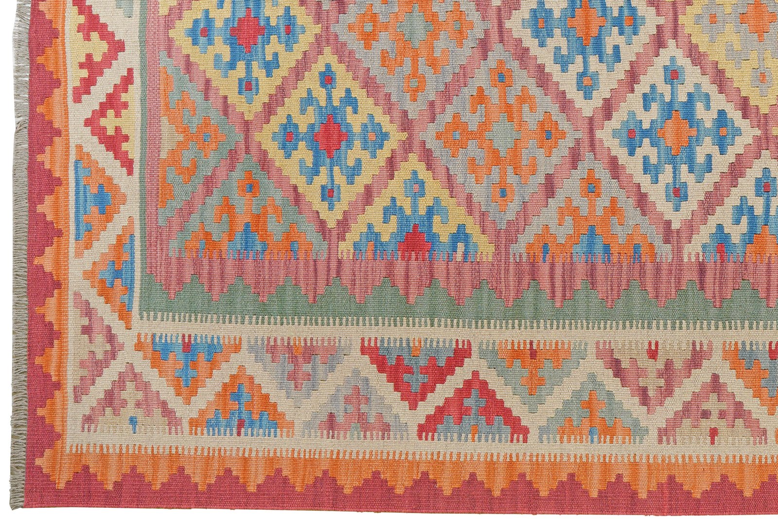 Kelim Gashgai — Handmade, 179x251 cm, Red, 100% Virgin Wool | View 3