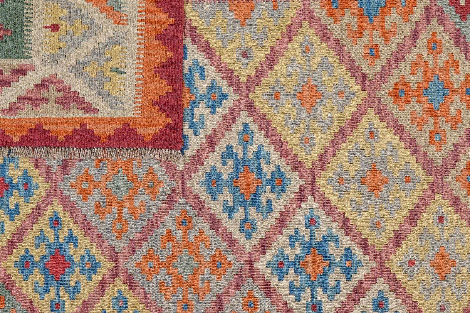 Kelim Gashgai — Handmade, 179x251 cm, Red, 100% Virgin Wool | View 6