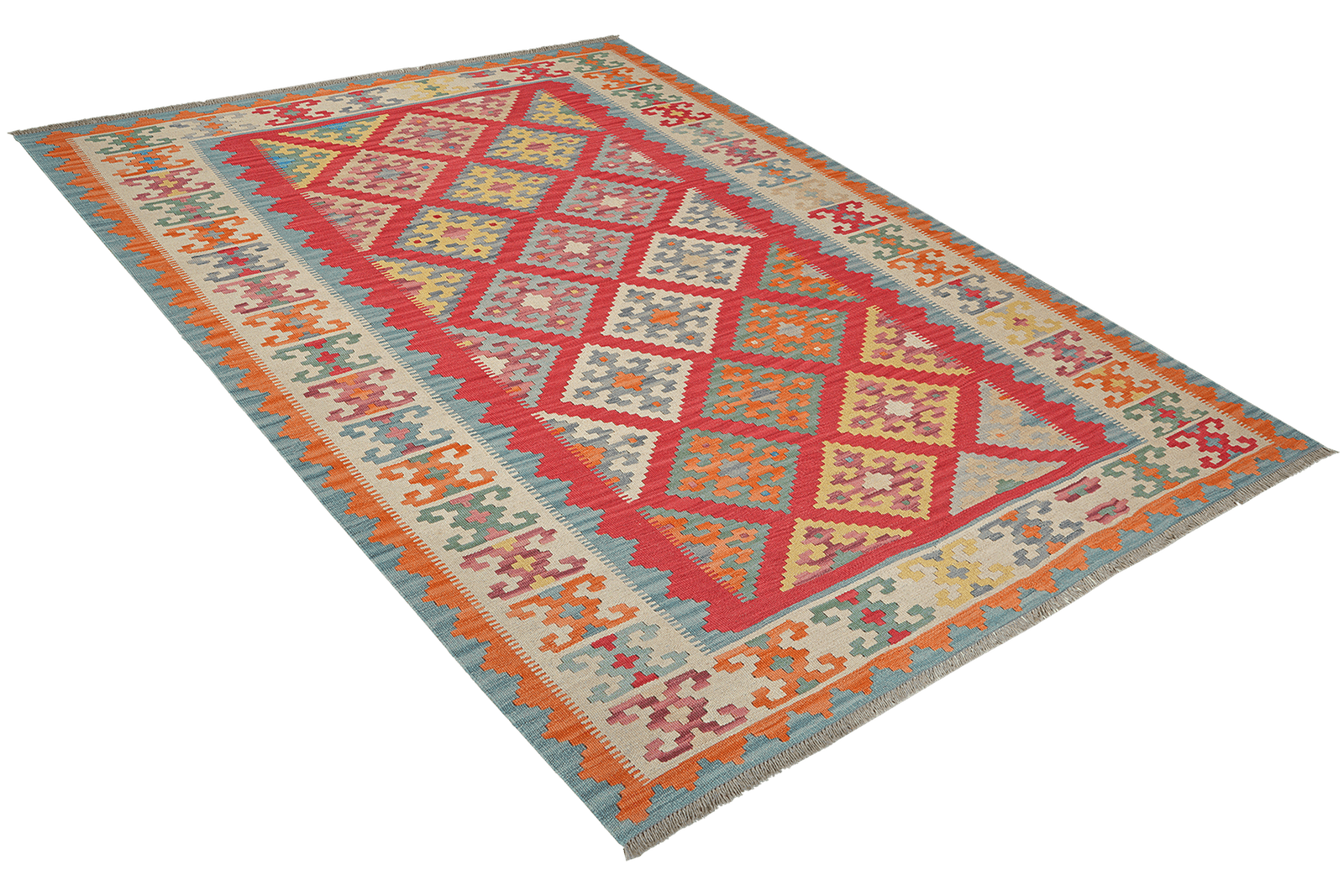 Kelim Gashgai — Handmade, 183x246 cm, Red, 100% Virgin Wool | View 4