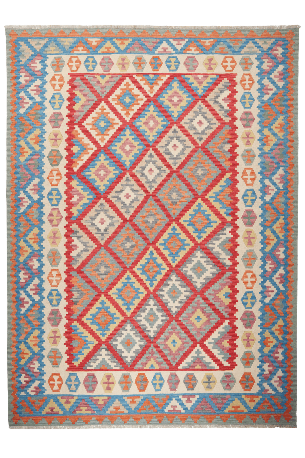Kelim Gashgai — Handmade, 261x354 cm, Red, 100% Virgin Wool | Main view