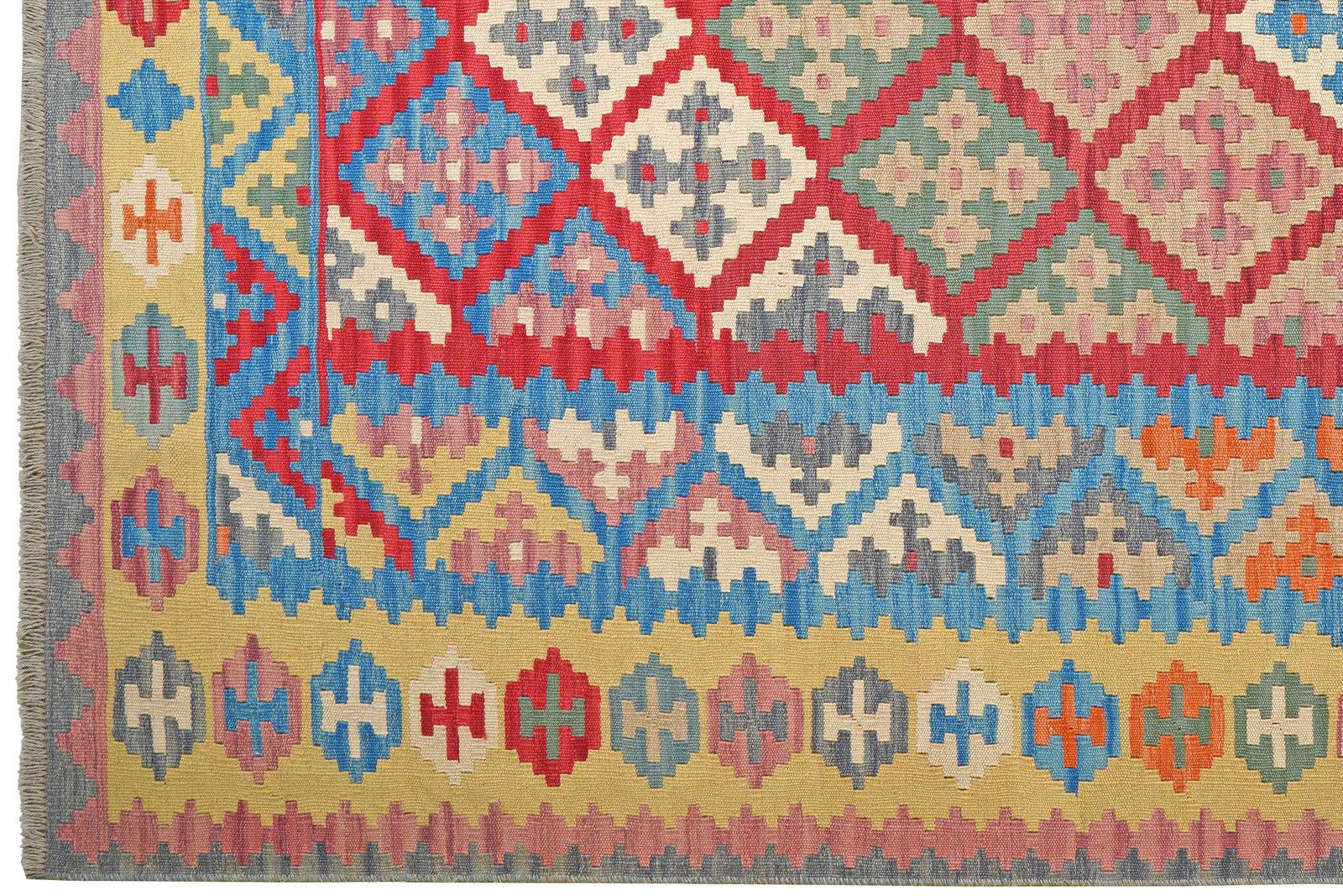 Kelim Gashgai — Handmade, 197x289 cm, Red, 100% Virgin Wool | View 3