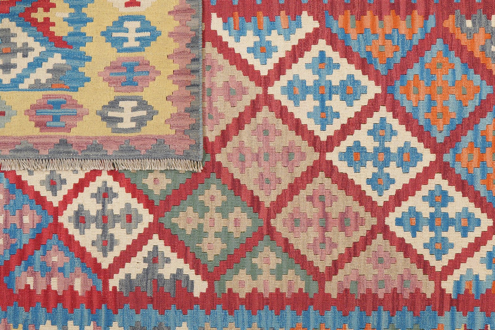 Kelim Gashgai — Handmade, 197x289 cm, Red, 100% Virgin Wool | View 6