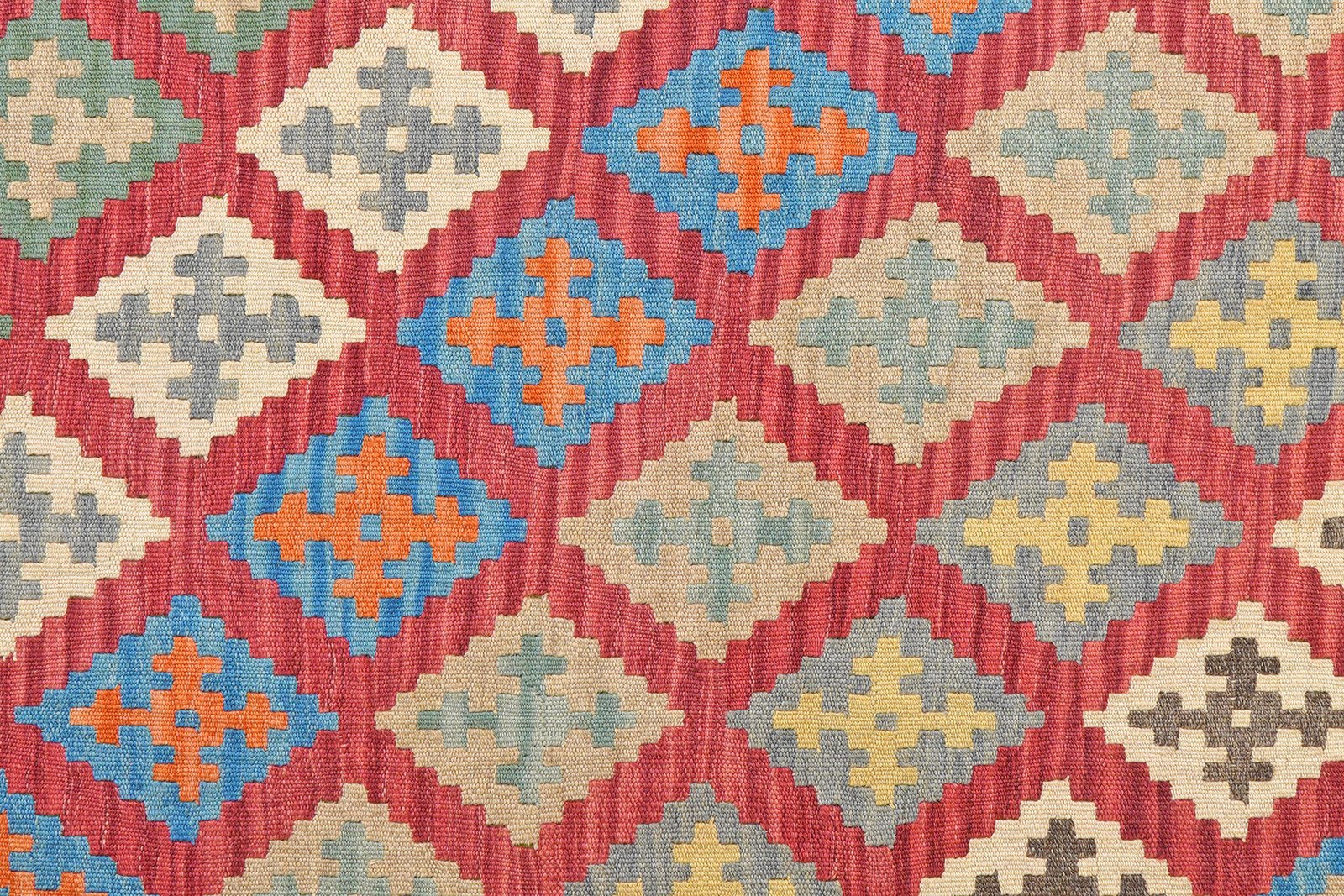 Kelim Gashgai — Handmade, 206x297 cm, Red, 100% Virgin Wool | View 5