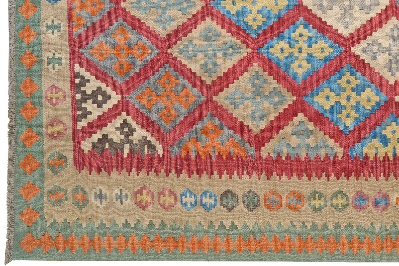 Kelim Gashgai — Handmade, 208x298 cm, Red, 100% Virgin Wool | View 3