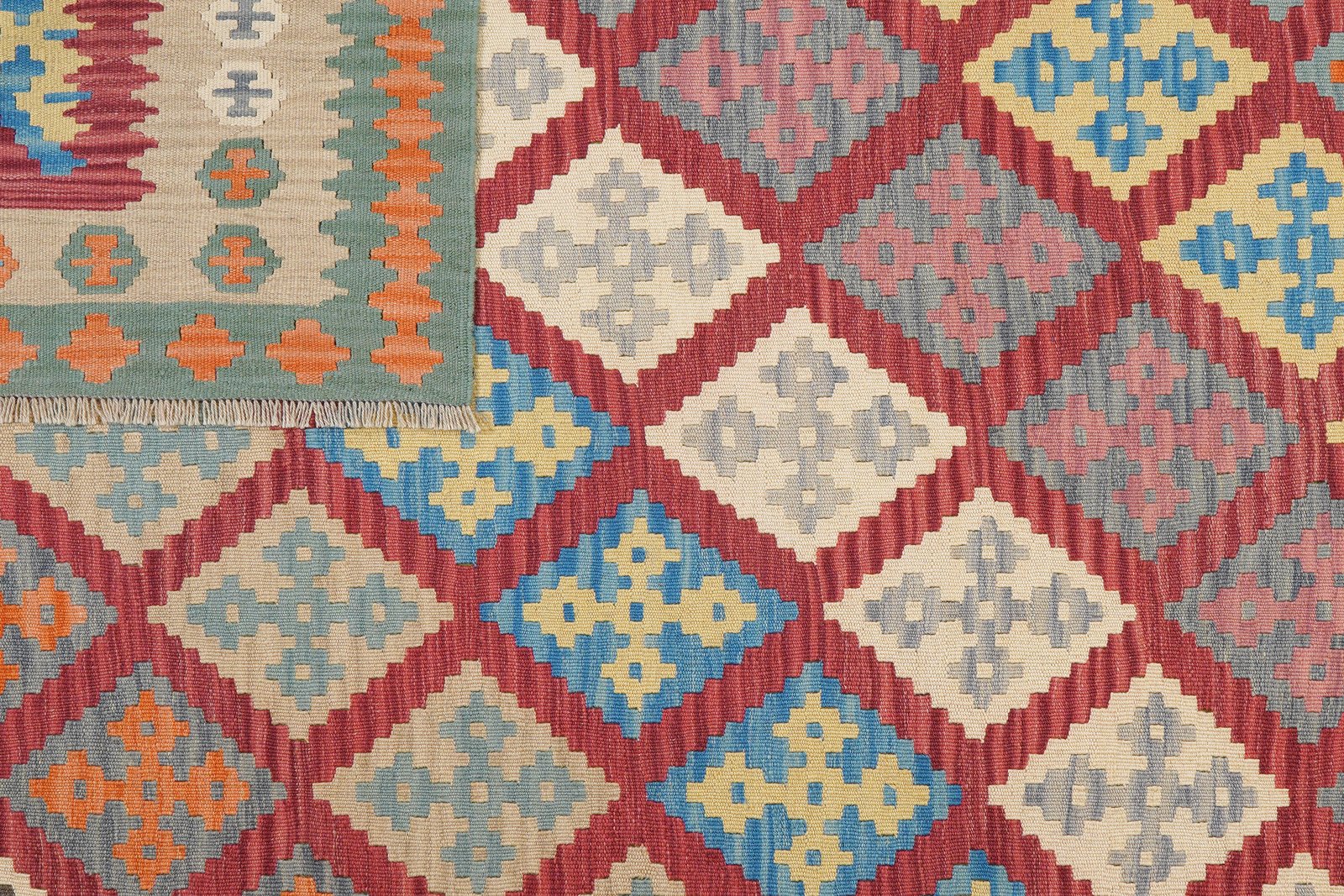 Kelim Gashgai — Handmade, 208x298 cm, Red, 100% Virgin Wool | View 6