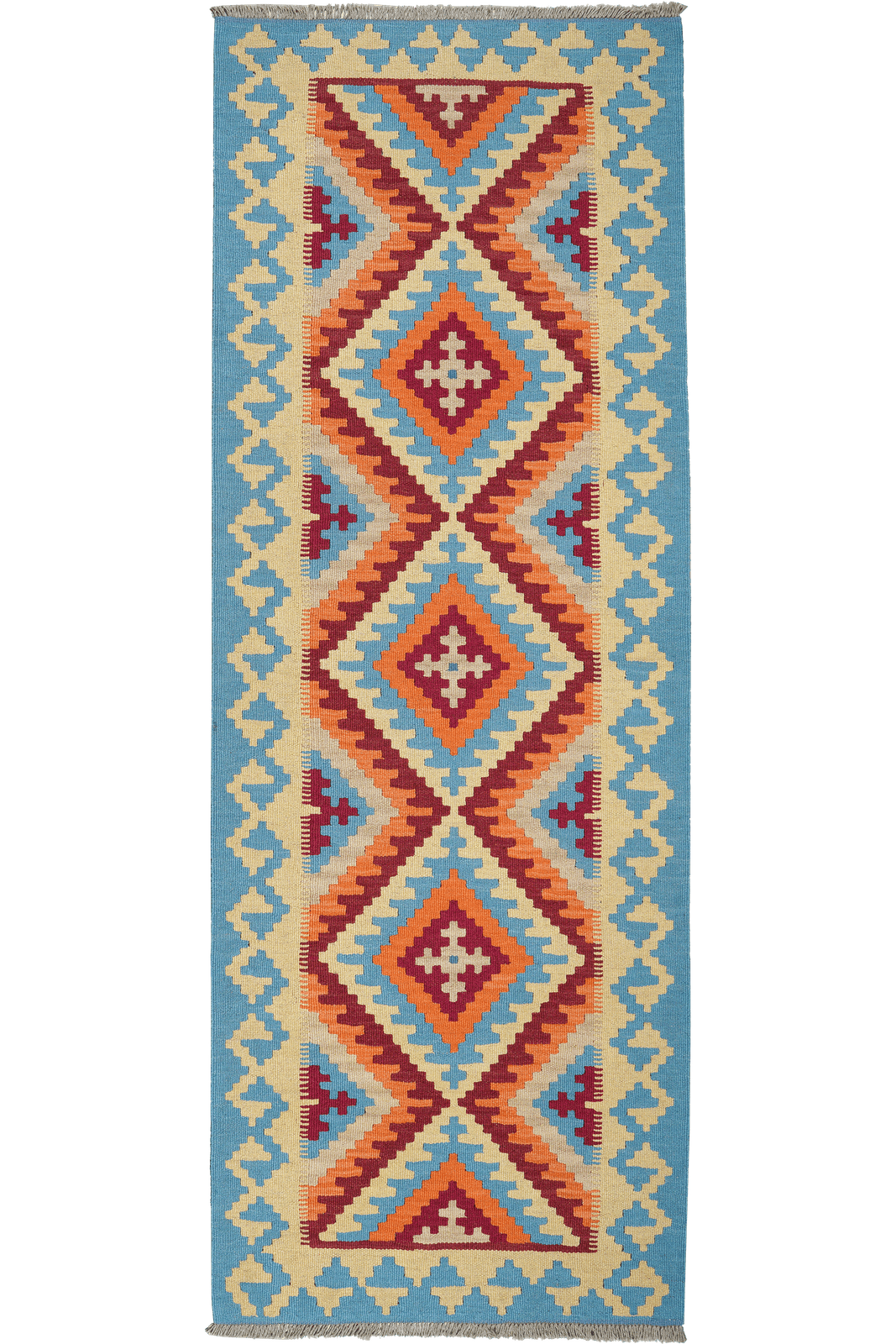 Kelim Gashgai — Handmade, 84x240 cm, Beige, 100% Virgin Wool | Main view
