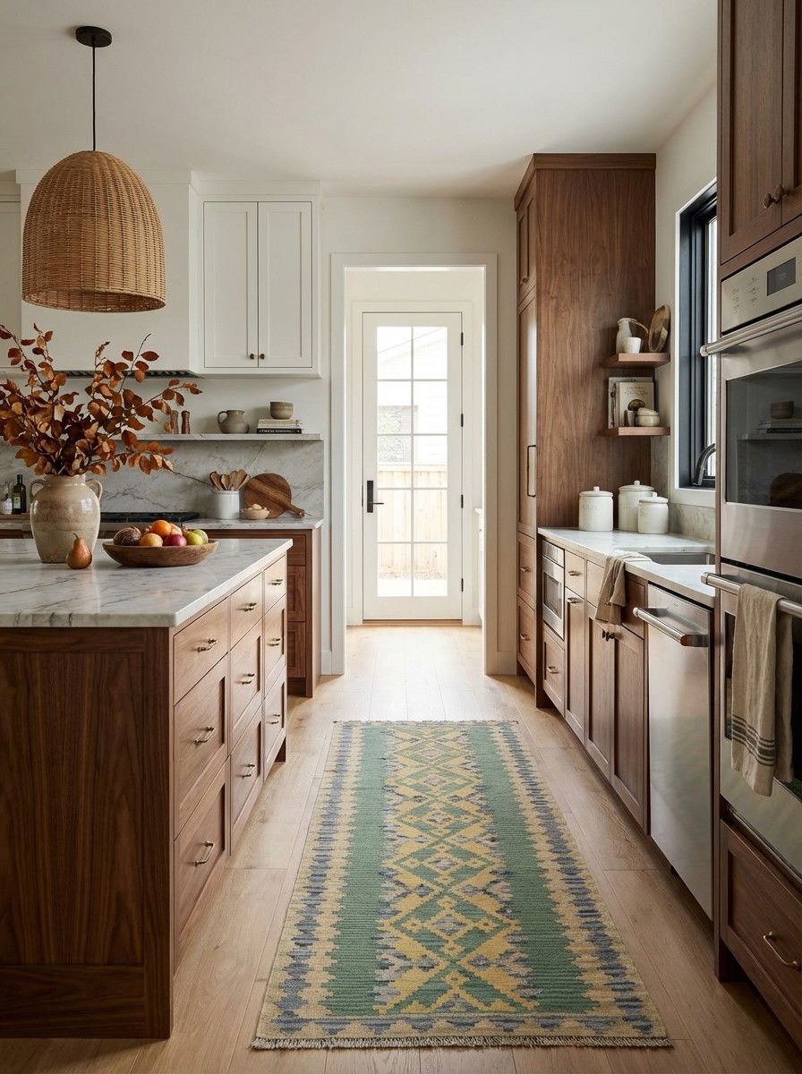 Kelim Gashgai — Handgefertigt, 252x90 cm, Beige, 100% Virgin Wool | Back view