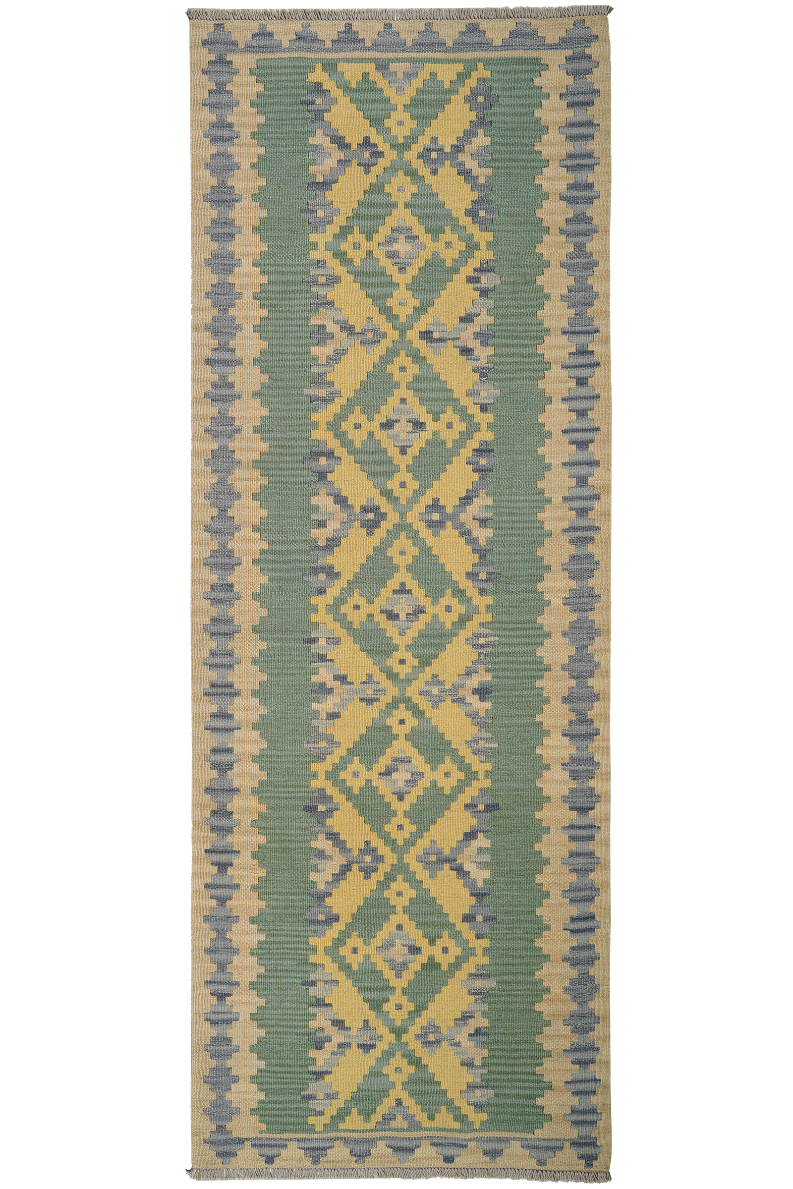 Kelim Gashgai — Handgefertigt, 252x90 cm, Beige, 100% Virgin Wool | Main view
