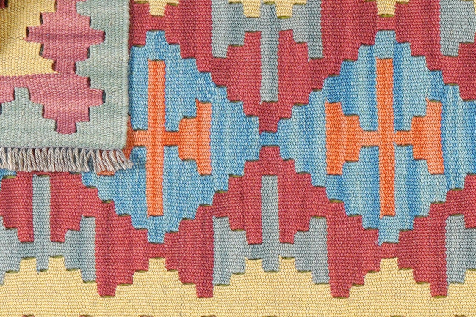 Kelim Gashgai — Handmade, 59x195 cm, Red, 100% Virgin Wool | View 6