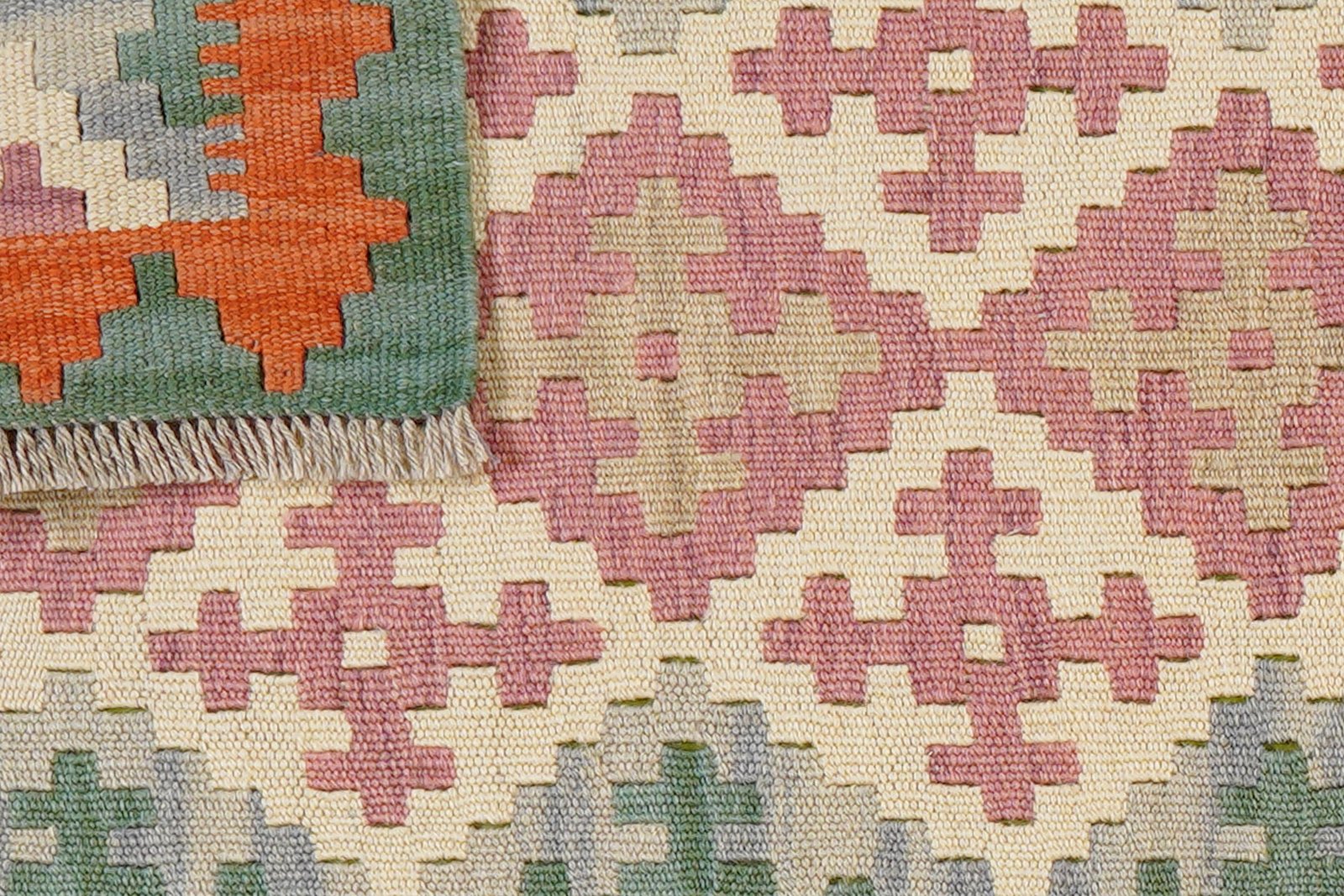 Kelim Gashgai — Handmade, 60x197 cm, Beige, 100% Virgin Wool | View 6