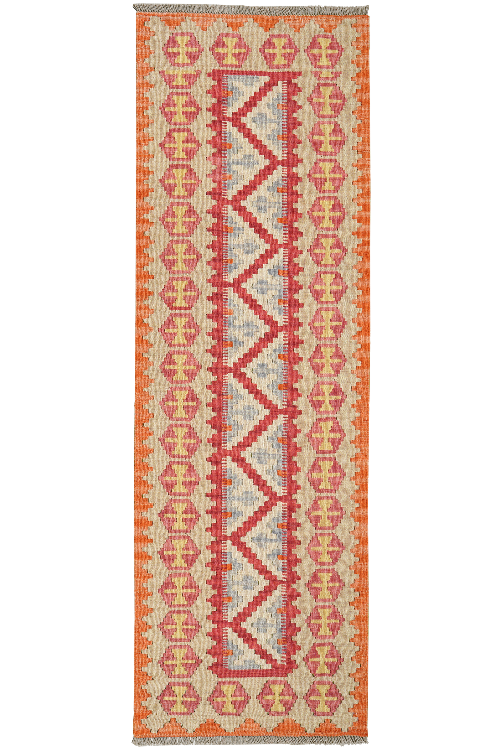 Kelim Gashgai — Handgefertigt, 200x63 cm, Beige, 100% Virgin Wool | Main view