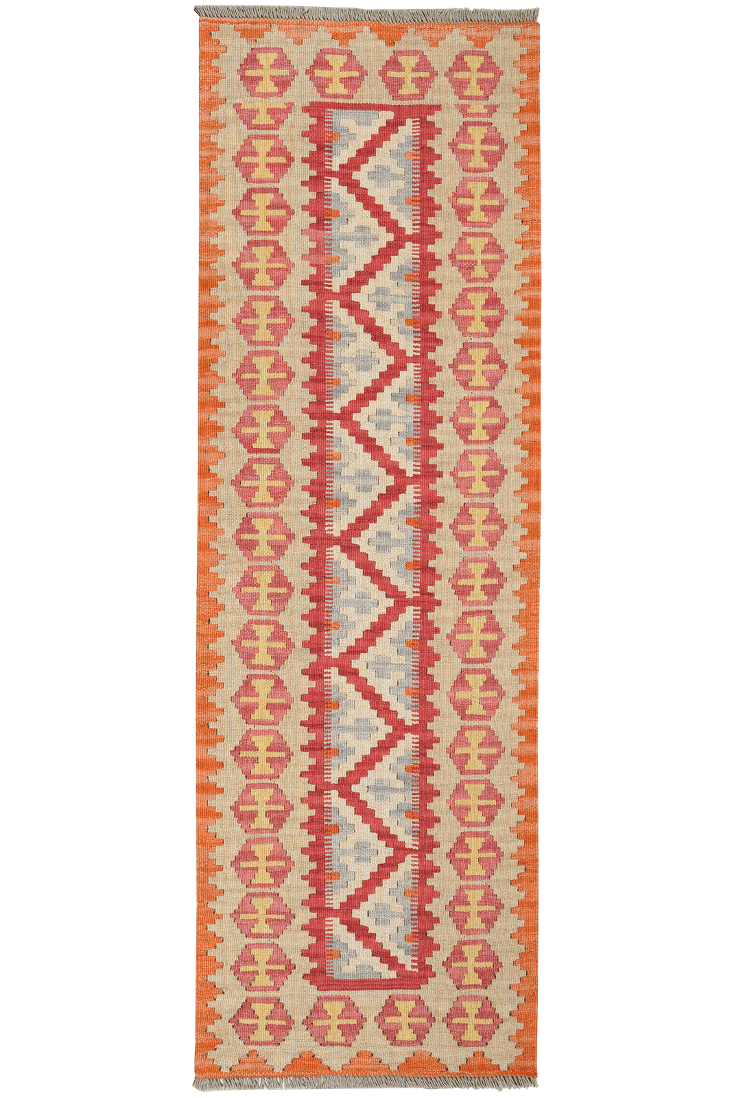 Kelim Gashgai — Handmade, 63x200 cm, Red, 100% Virgin Wool | Main view