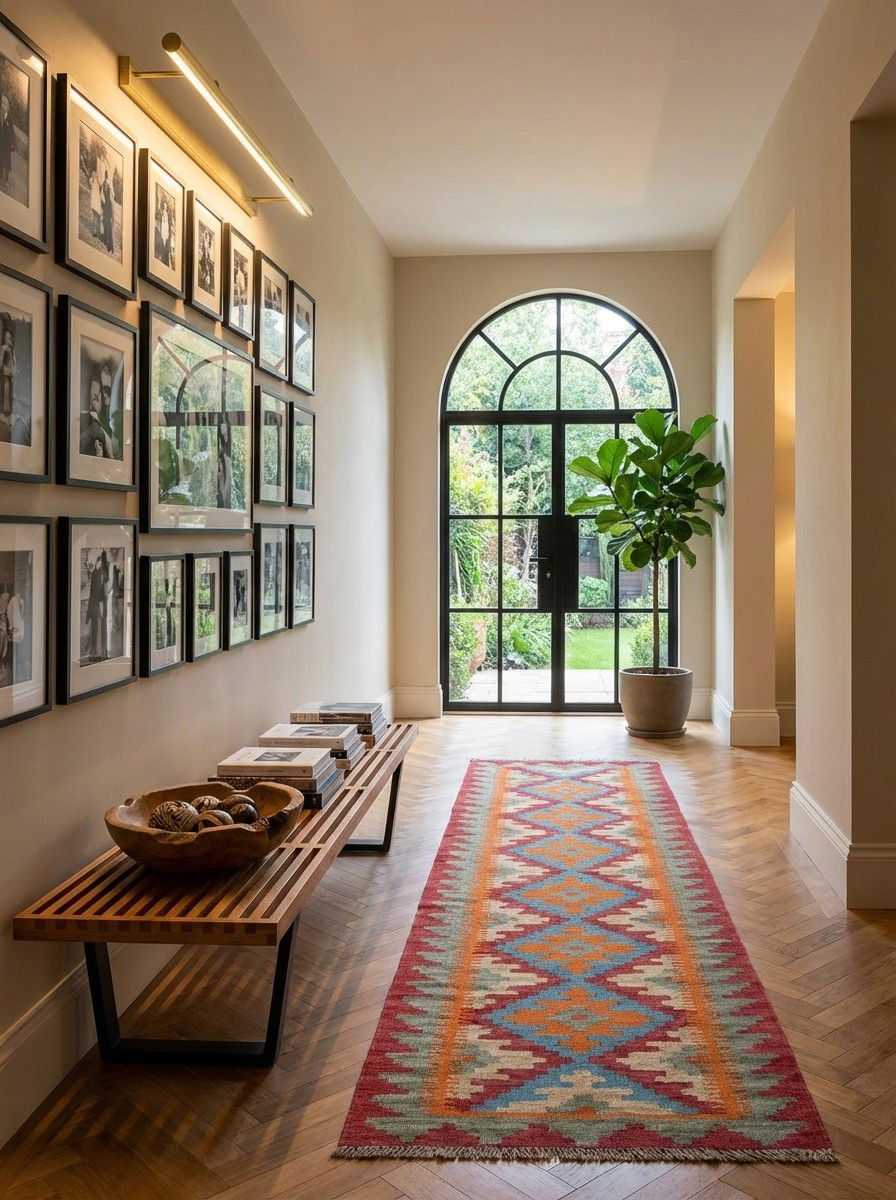 Kelim Gashgai — Handgefertigt, 192x54 cm, Bunt, 100% Virgin Wool | Detail view