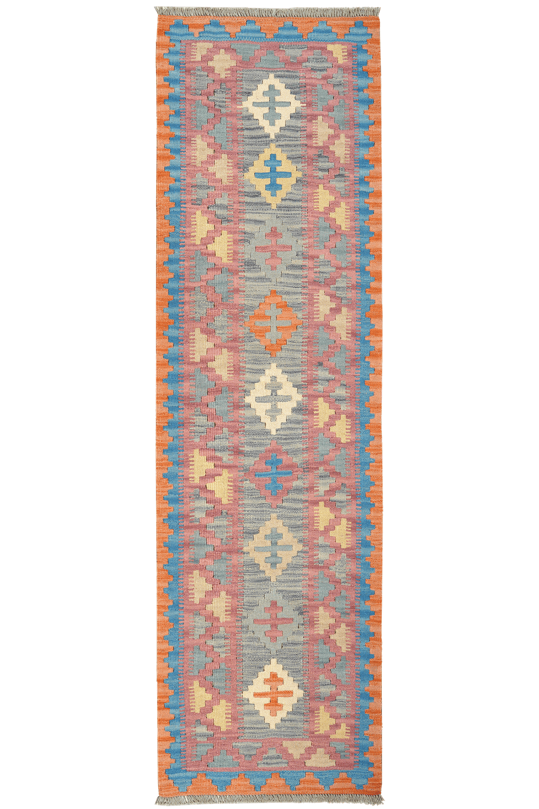 Kelim Gashgai — Handmade, 63x220 cm, Grey, 100% Virgin Wool | Main view