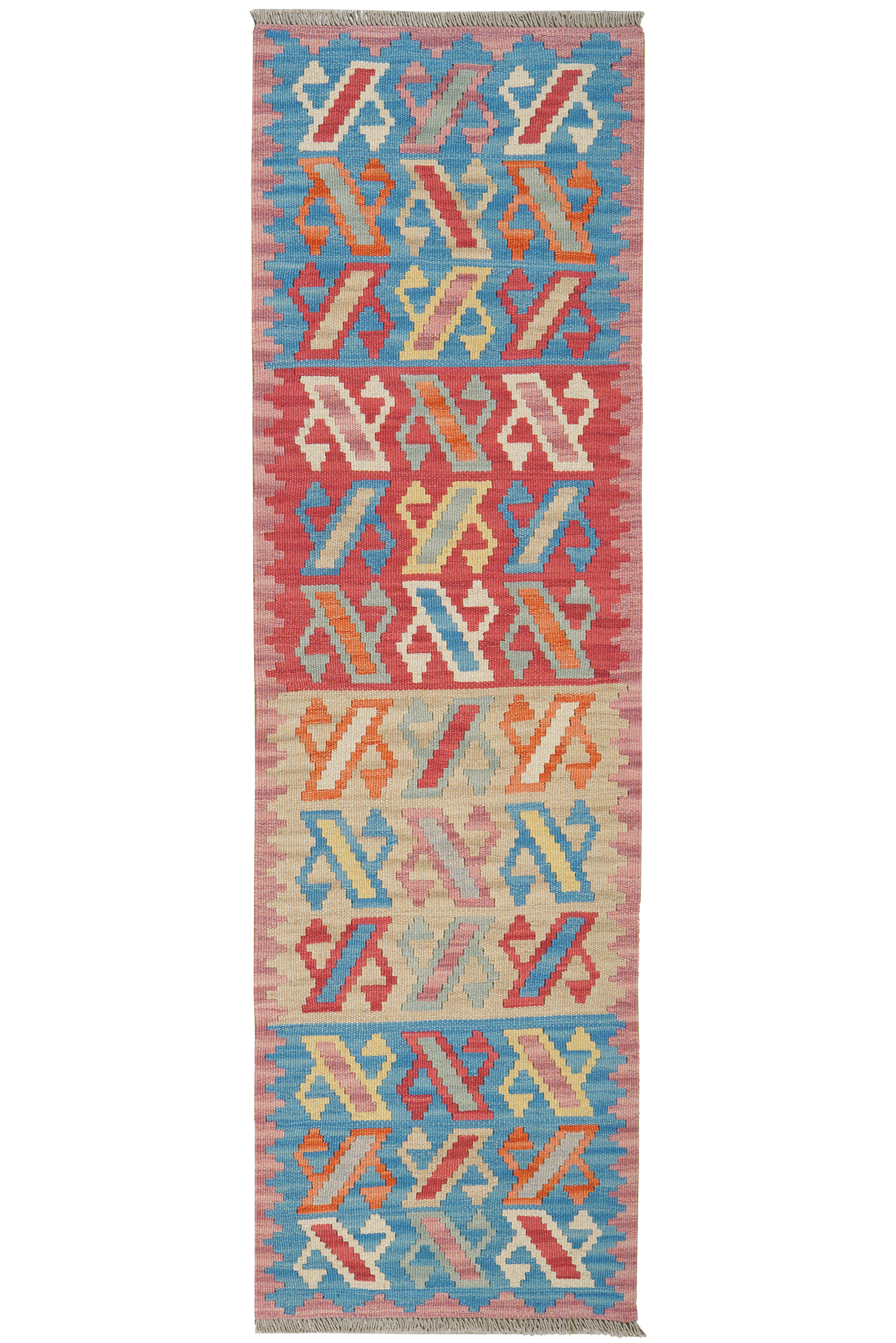 Kelim Gashgai — Handgefertigt, 205x60 cm, Bunt, 100% Virgin Wool | Main view