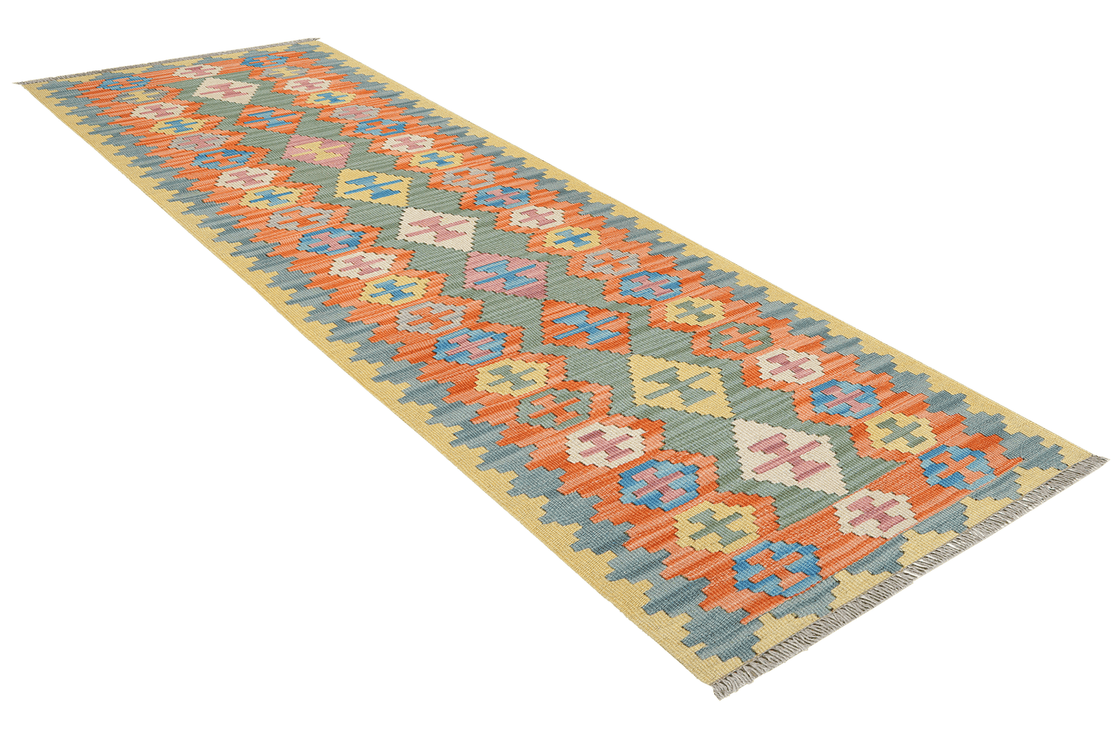 Kelim Gashgai — Handmade, 61x248 cm, Green, 100% Virgin Wool | View 4