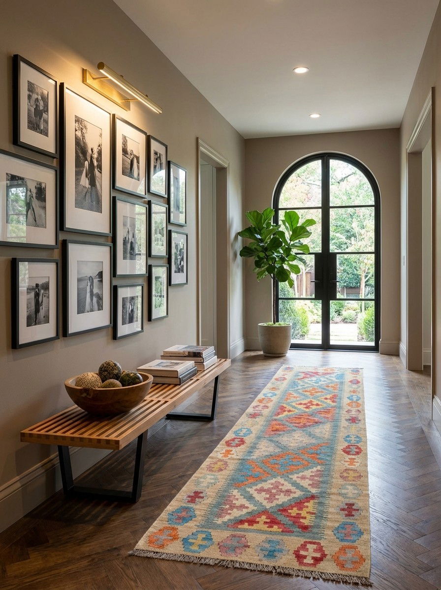 Kelim Gashgai — Handgefertigt, 237x60 cm, Beige, 100% Virgin Wool | Detail view