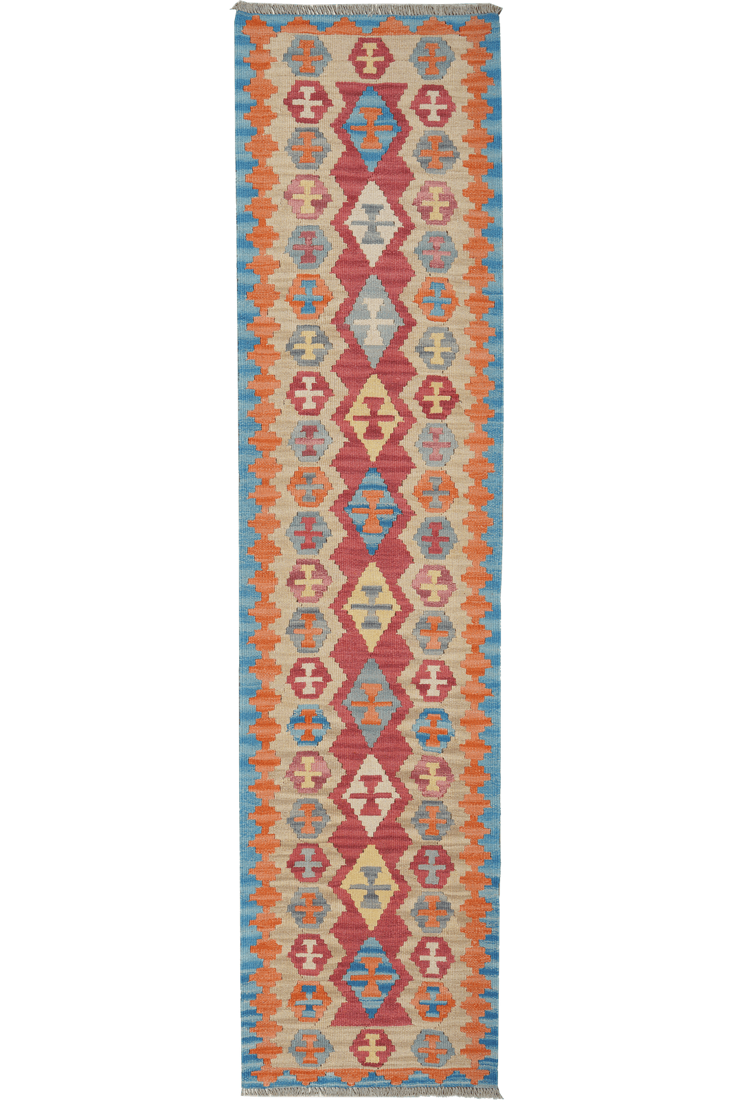 Kelim Gashgai — Handmade, 60x251 cm, Red, 100% Virgin Wool | Main view