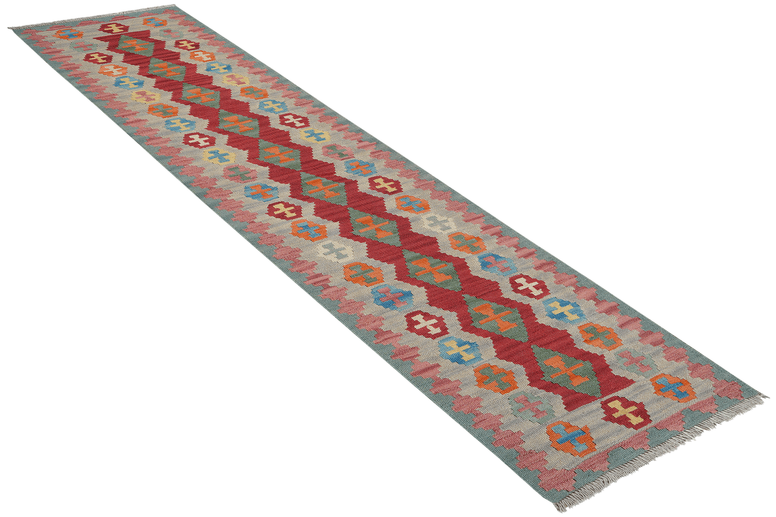 Kelim Gashgai — Handmade, 62x246 cm, Red, 100% Virgin Wool | View 4