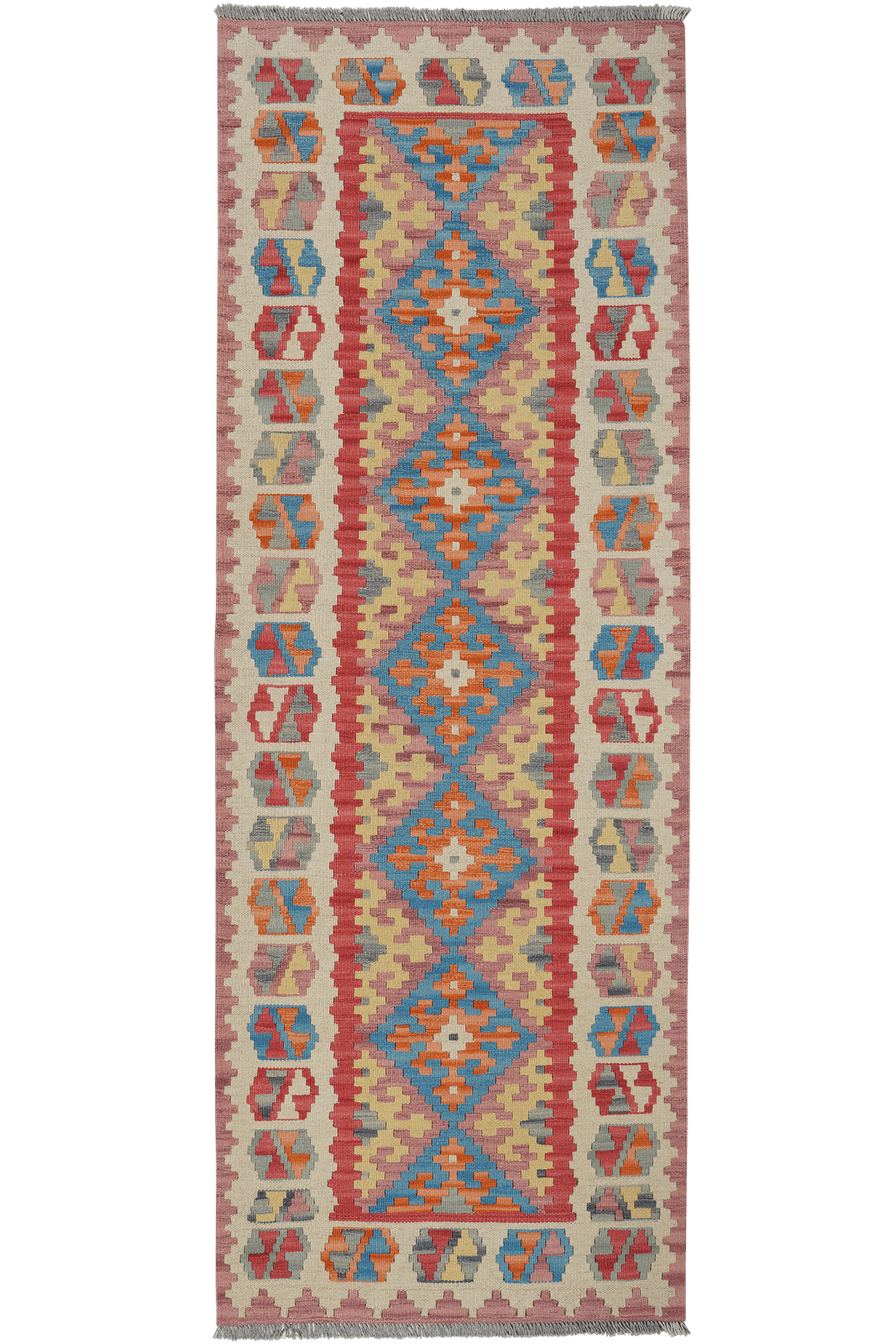 Kelim Gashgai — Handmade, 85x240 cm, Red, 100% Virgin Wool | Main view