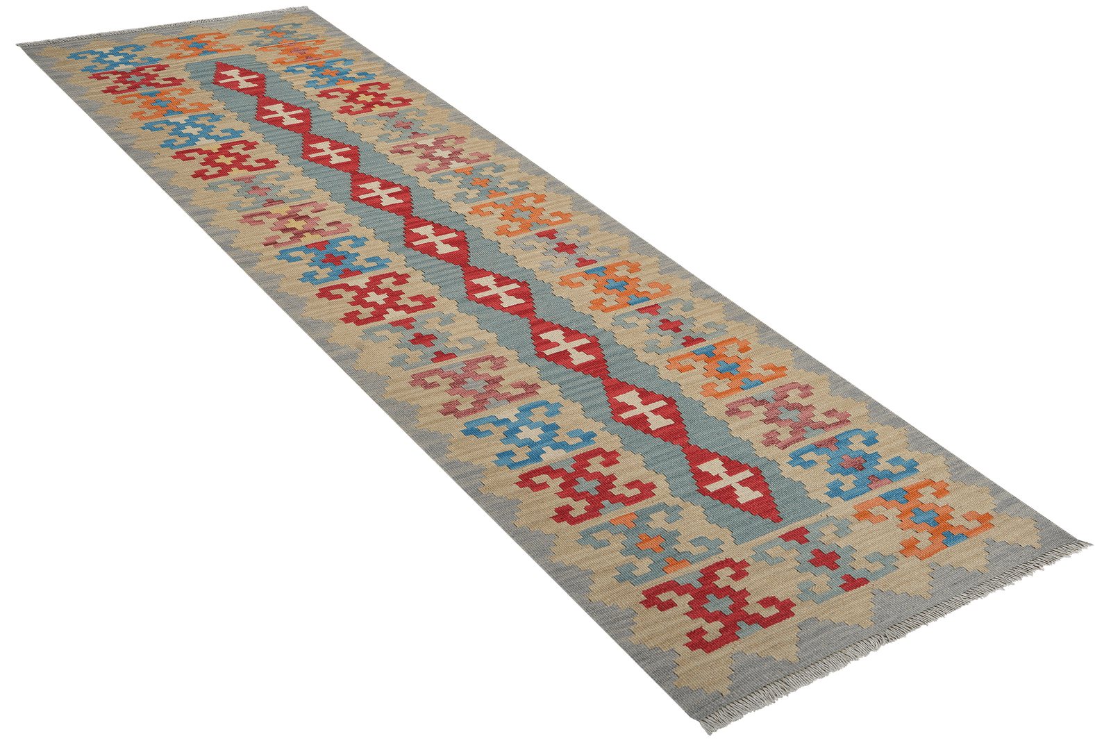 Kelim Gashgai — Handmade, 84x263 cm, Blue, 100% Virgin Wool | View 4
