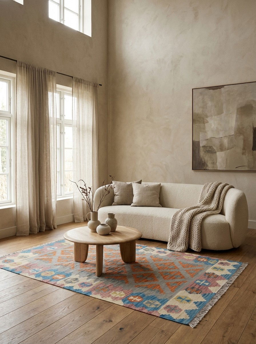 Kelim Gashgai — Handgefertigt, 175x115 cm, Bunt, 100% Virgin Wool | Detail view