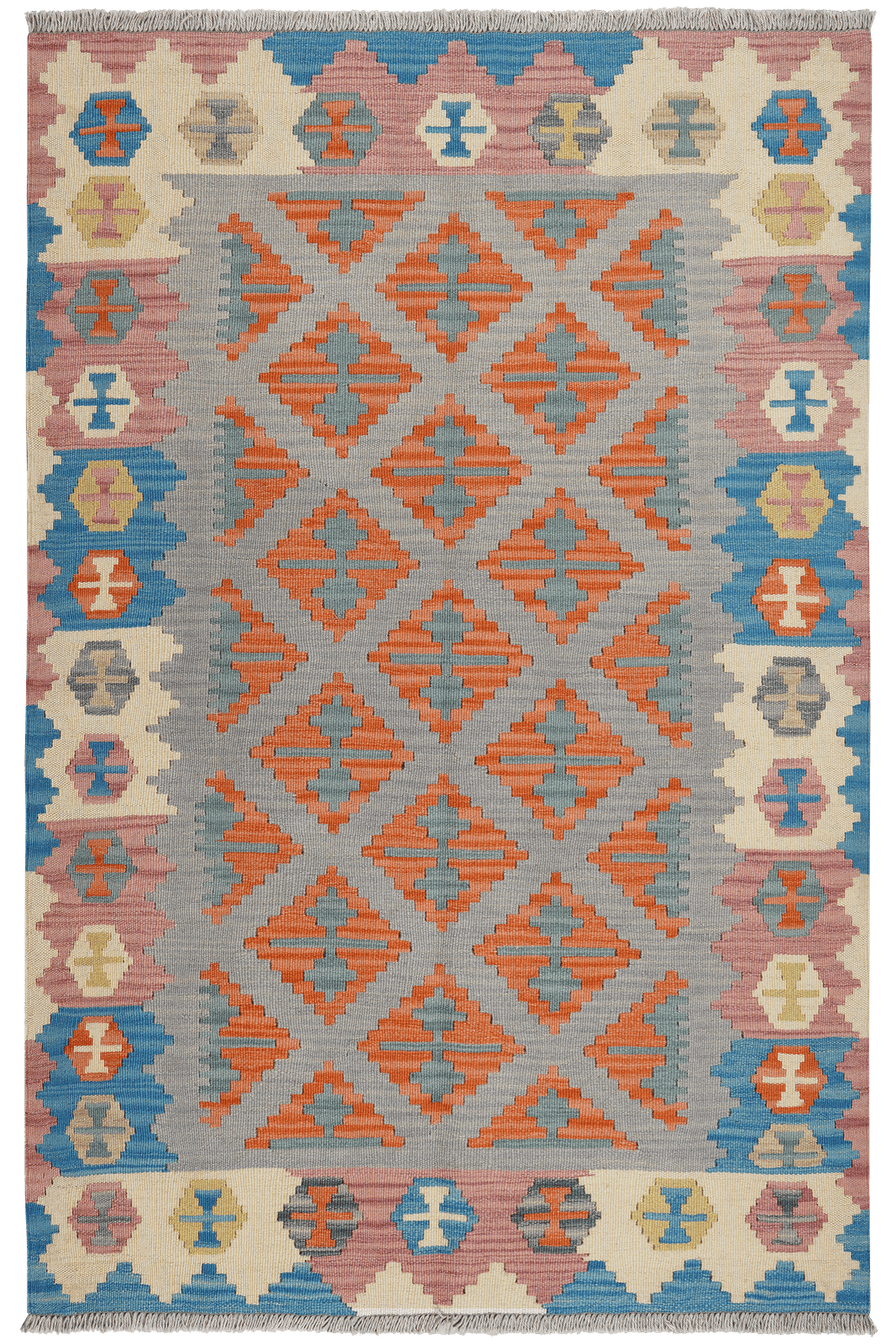 Kelim Gashgai — Handmade, 115x175 cm, Grey, 100% Virgin Wool | Main view