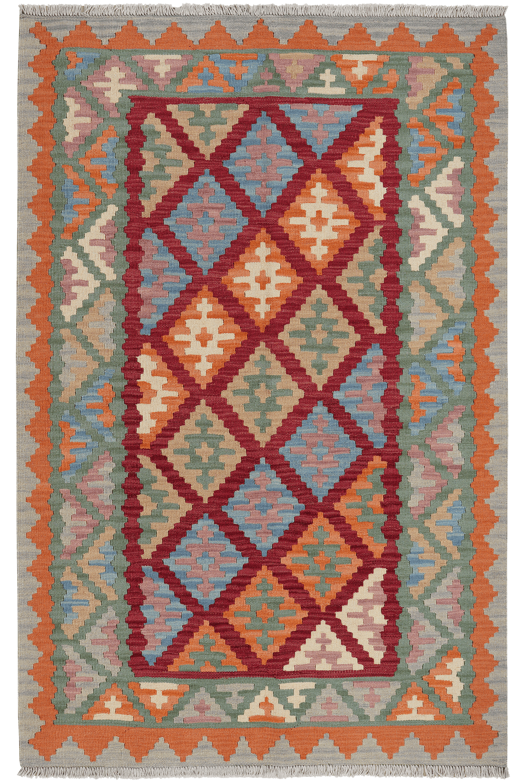 Kelim Gashgai — Handmade, 122x187 cm, Red, 100% Virgin Wool | Main view