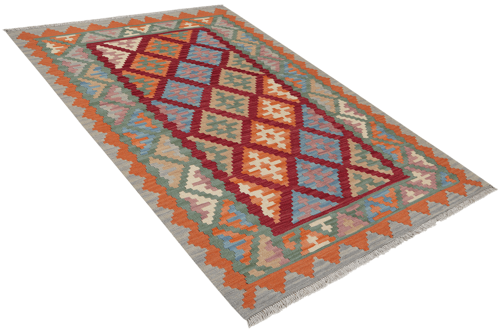 Kelim Gashgai — Handmade, 122x187 cm, Red, 100% Virgin Wool | View 4