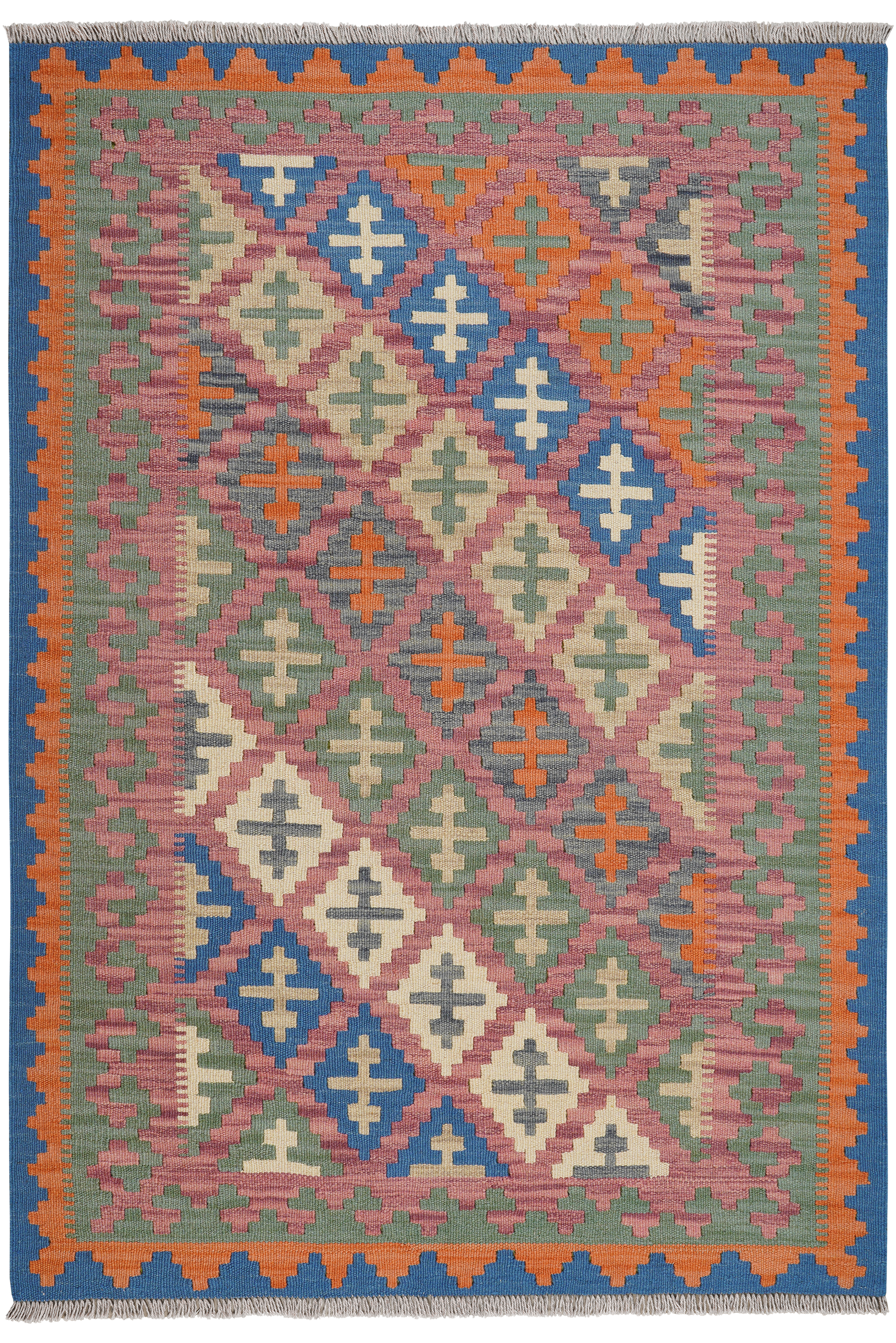 Kelim Gashgai — Handgefertigt, 179x124 cm, Grün, 100% Virgin Wool | Main view