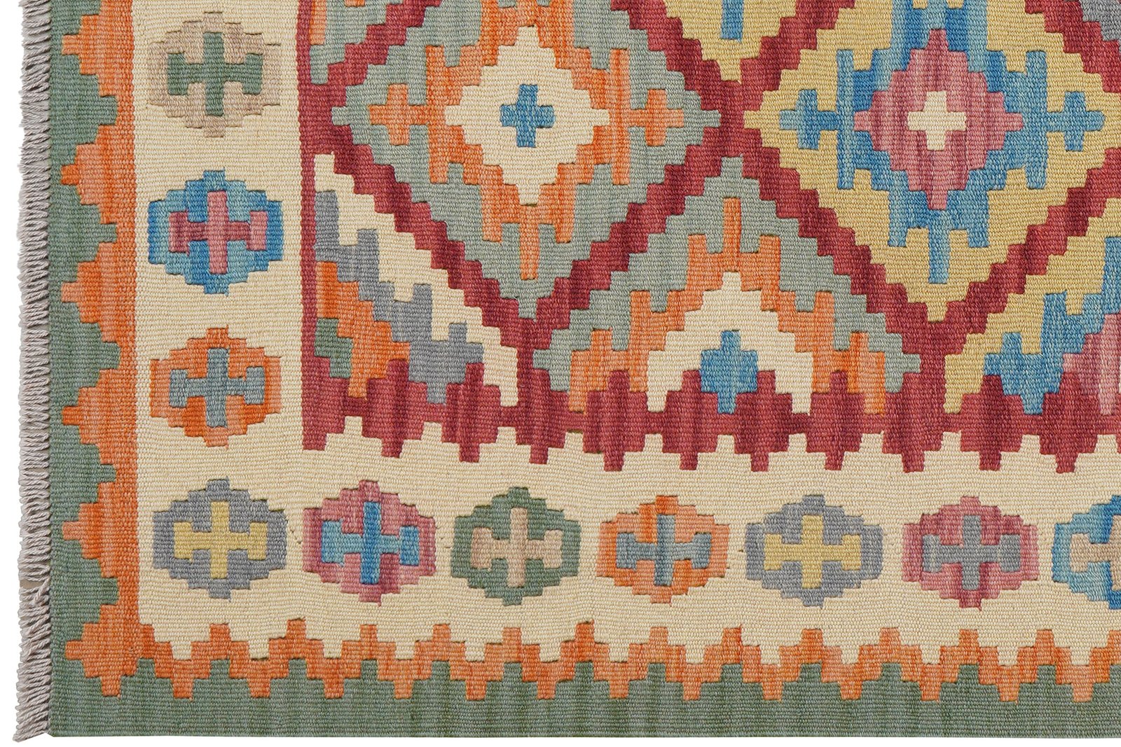 Kelim Gashgai — Handmade, 128x190 cm, Red, 100% Virgin Wool | View 3