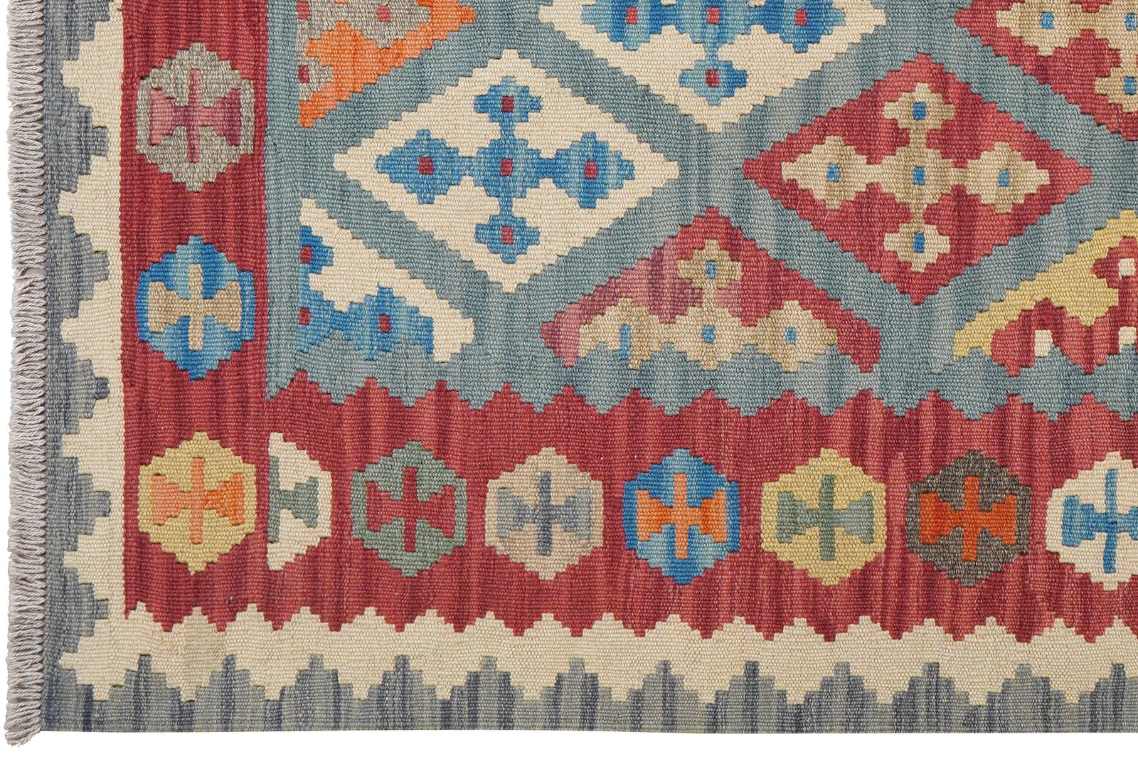 Kelim Gashgai — Handmade, 118x178 cm, Blue, 100% Virgin Wool | View 3