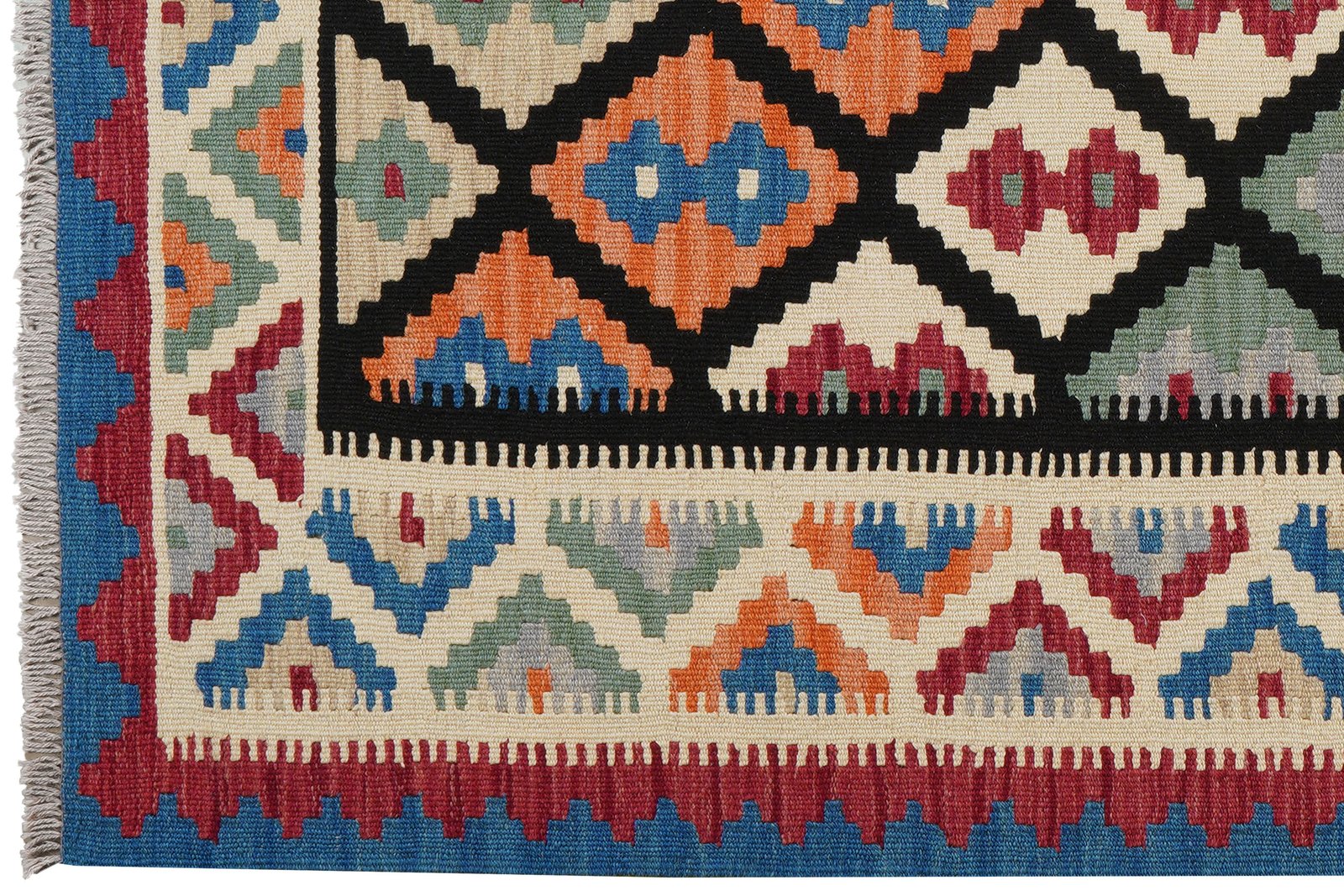 Kelim Gashgai — Handmade, 125x189 cm, Black, 100% Virgin Wool | View 3
