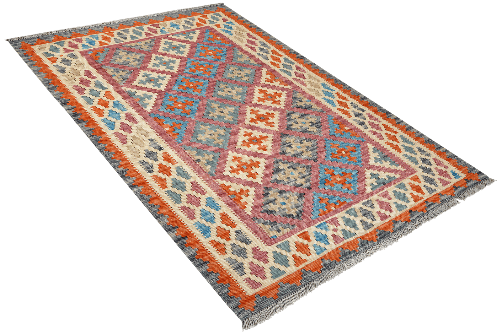 Kelim Gashgai — Handmade, 121x179 cm, Pink, 100% Virgin Wool | View 4