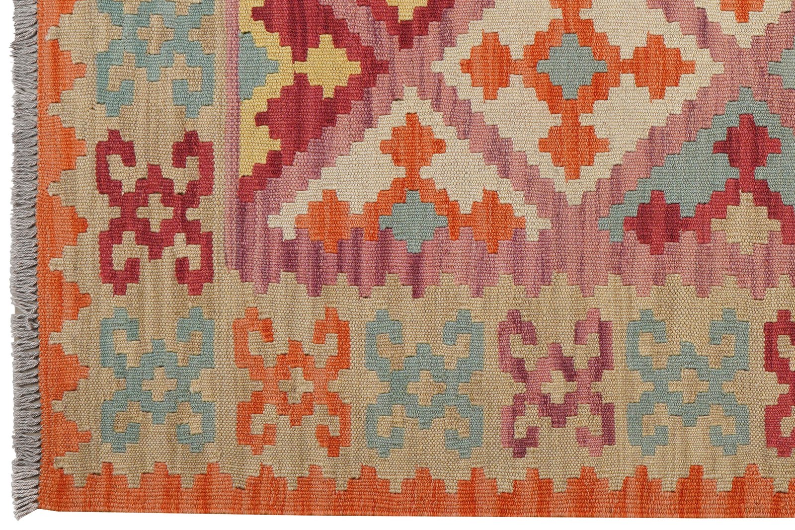Kelim Gashgai — Handmade, 122x166 cm, Pink, 100% Virgin Wool | View 3